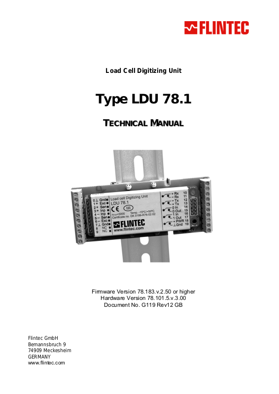 Flintec Ldu 78.1 User Manual