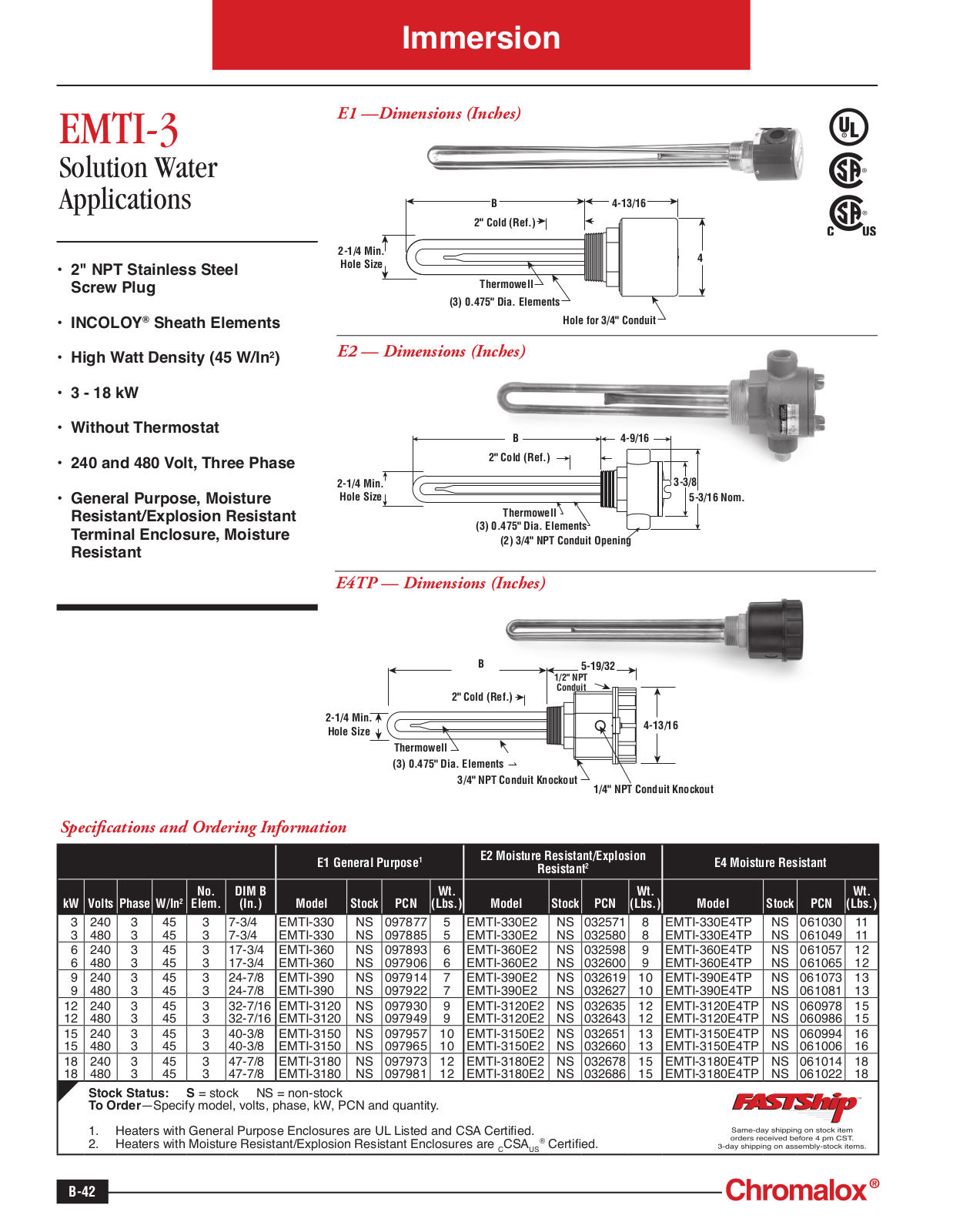 Chromalox EMTI-3 Catalog Page