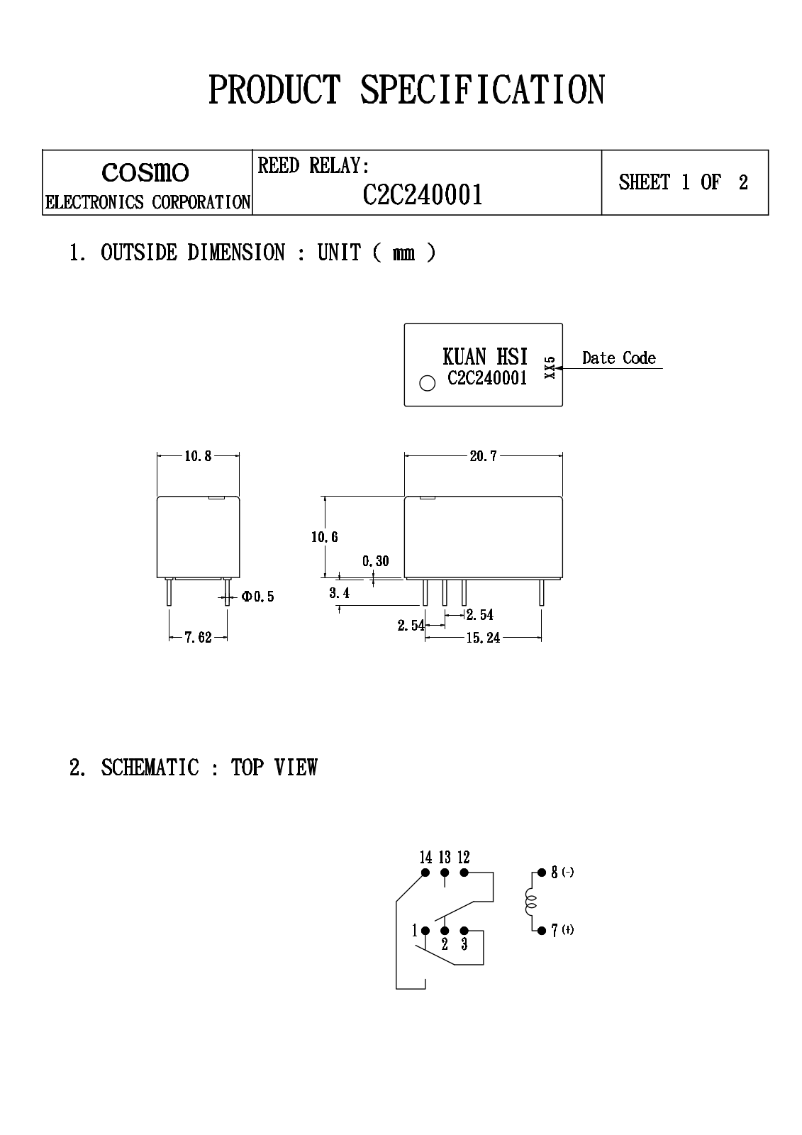 COSMO C2C240001 Datasheet