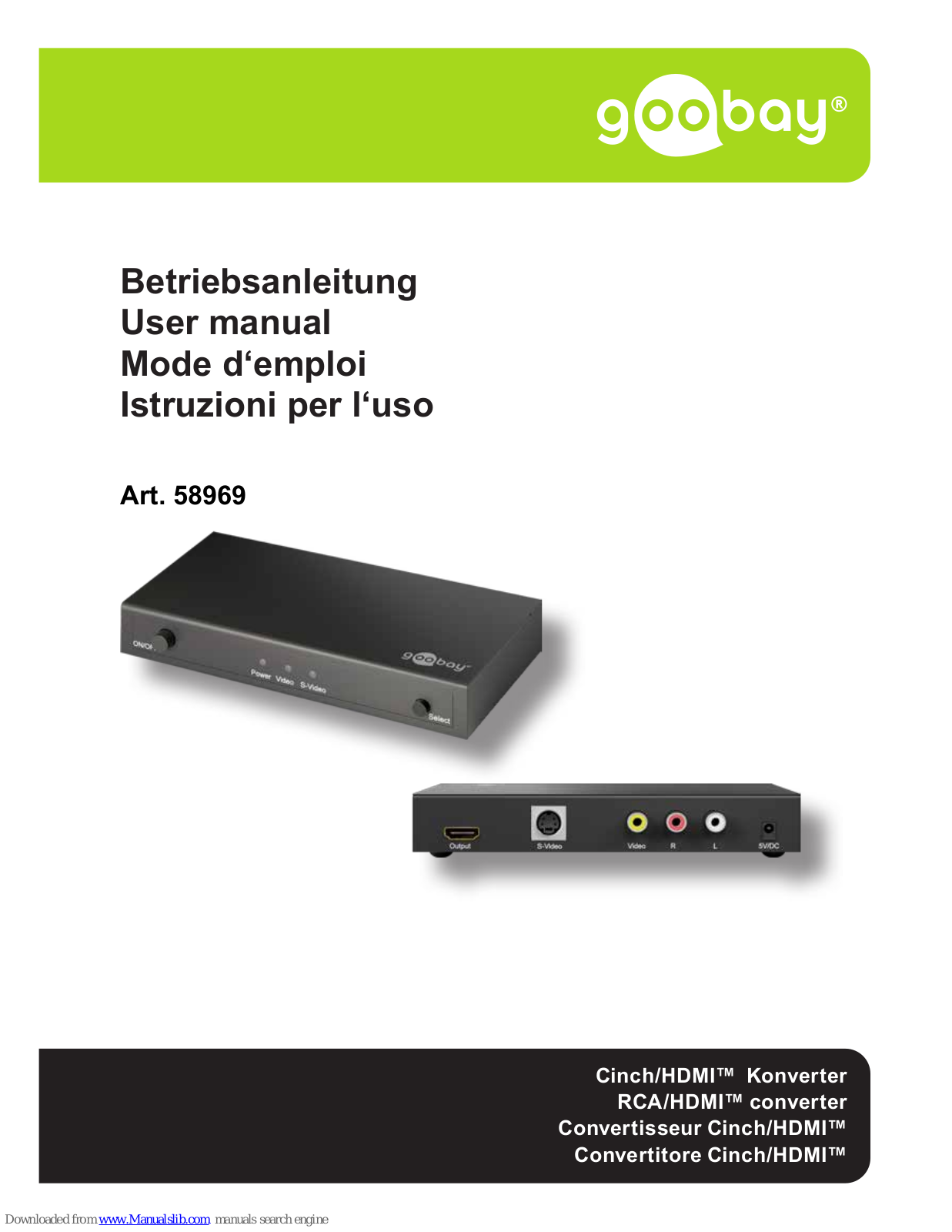 Goobay RCA/HDMI Converter User Manual