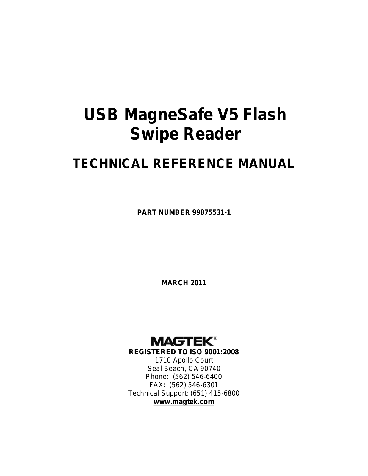 MagTek USB MagneSafe V5 Flash User Manual