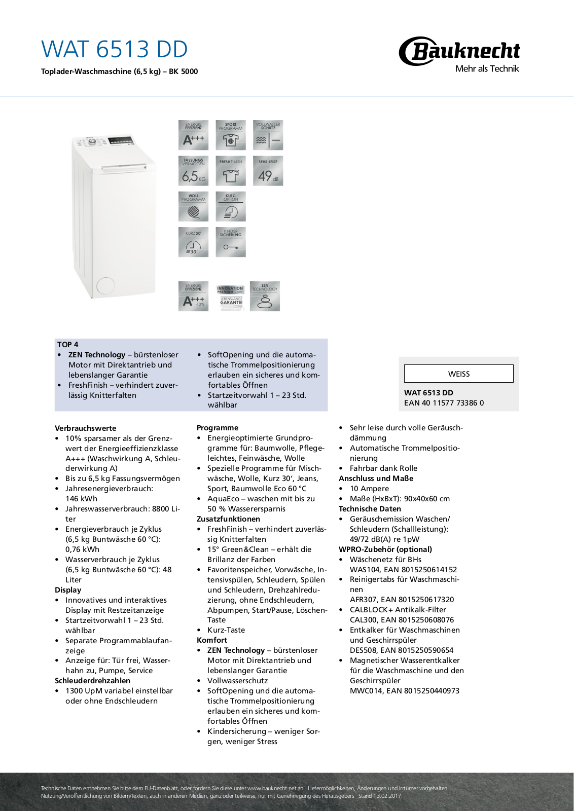 Bauknecht WAT 6513 DD User Manual