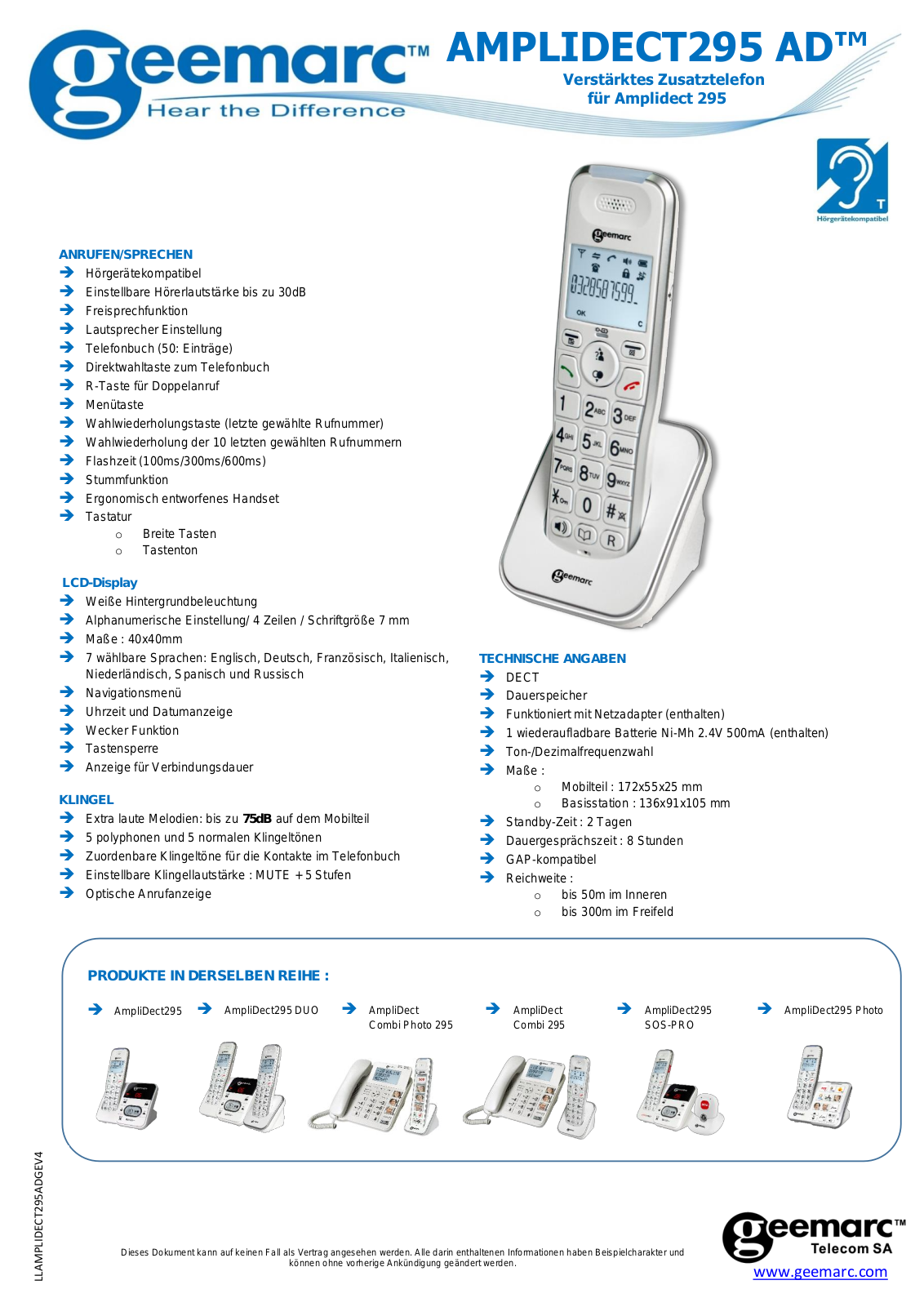 Geemarc AMPLIDECT295 AD User Manual