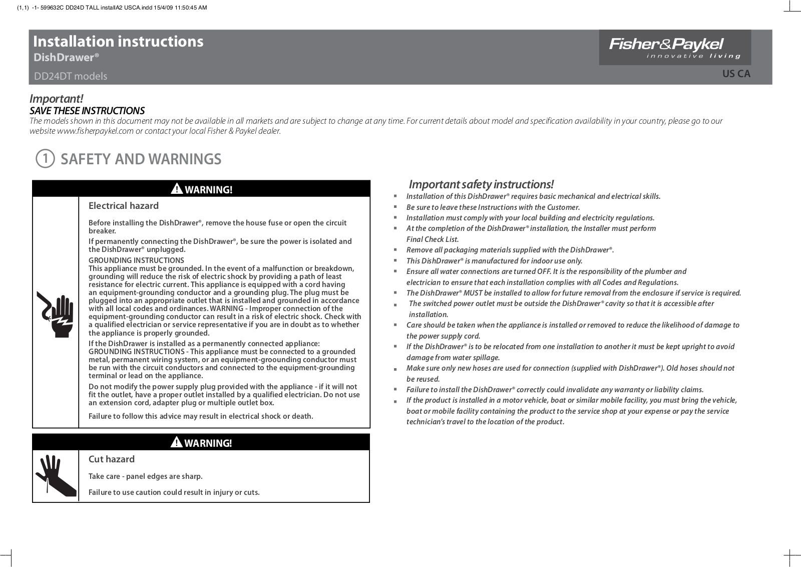 Fisher & Paykel DD24DT User Manual