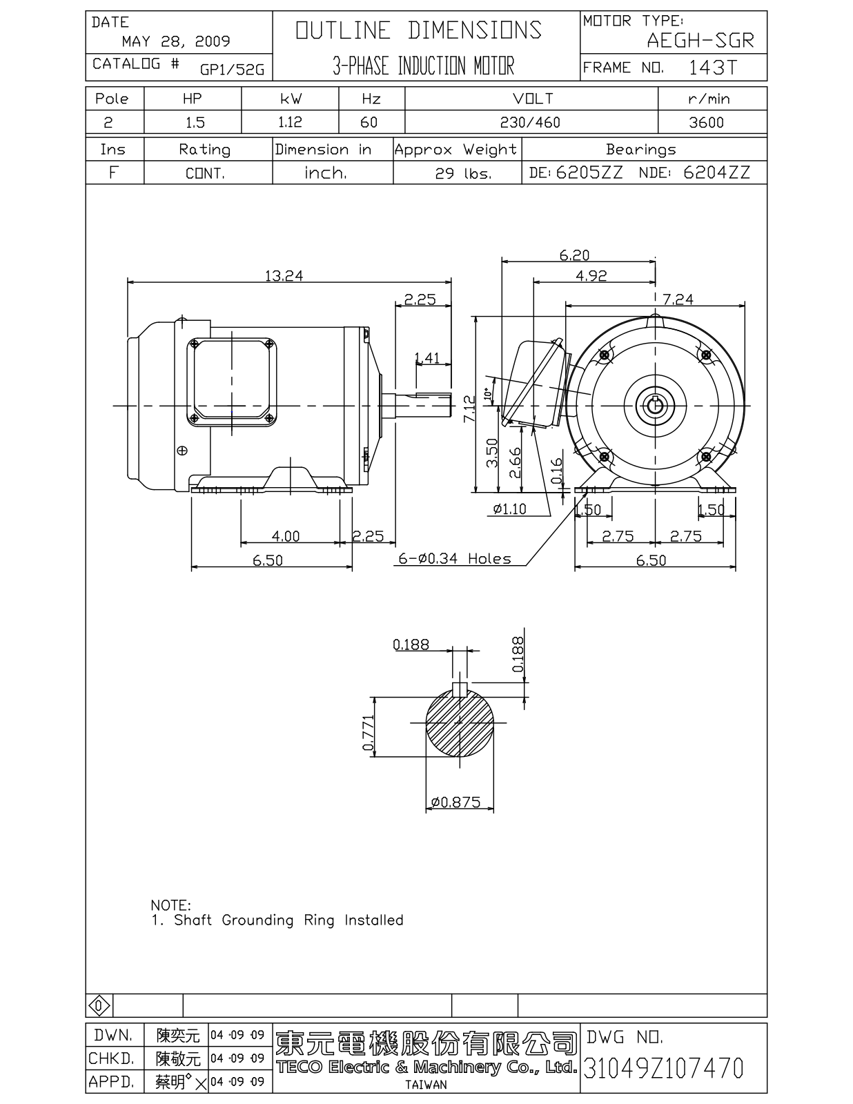 Teco GP1/52G Reference Drawing