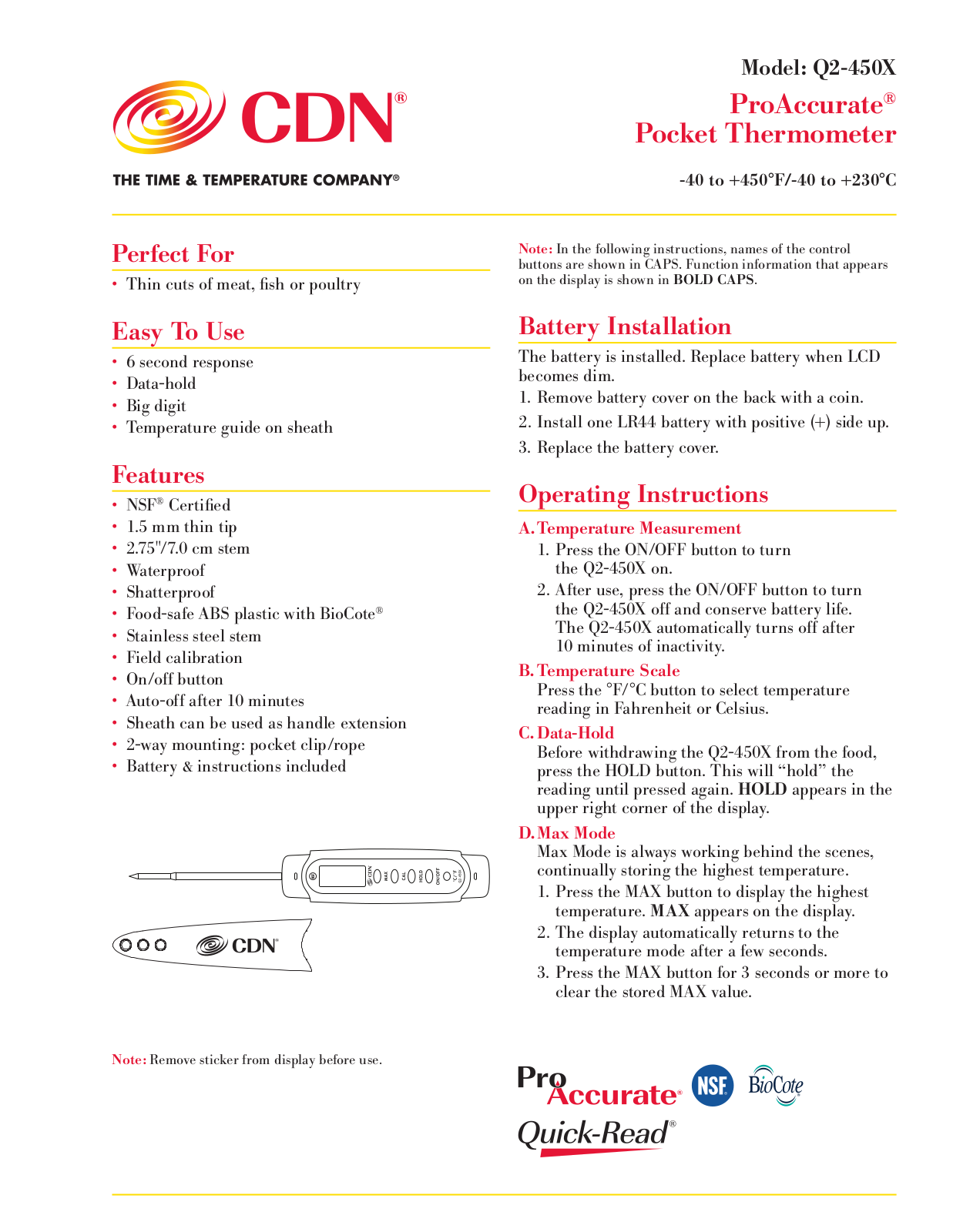 CDN Q2-450X User Manual