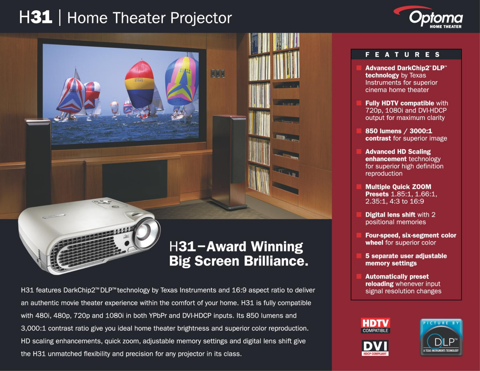 Optoma H31 Product Sheet