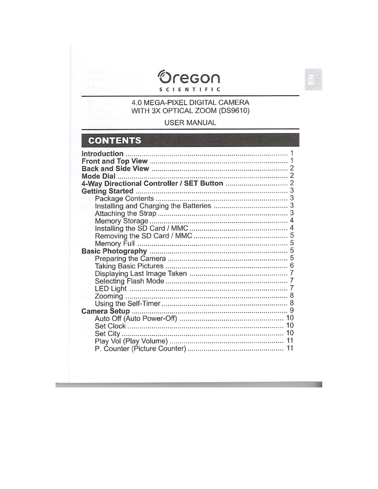 Oregon DS9610 User Manual