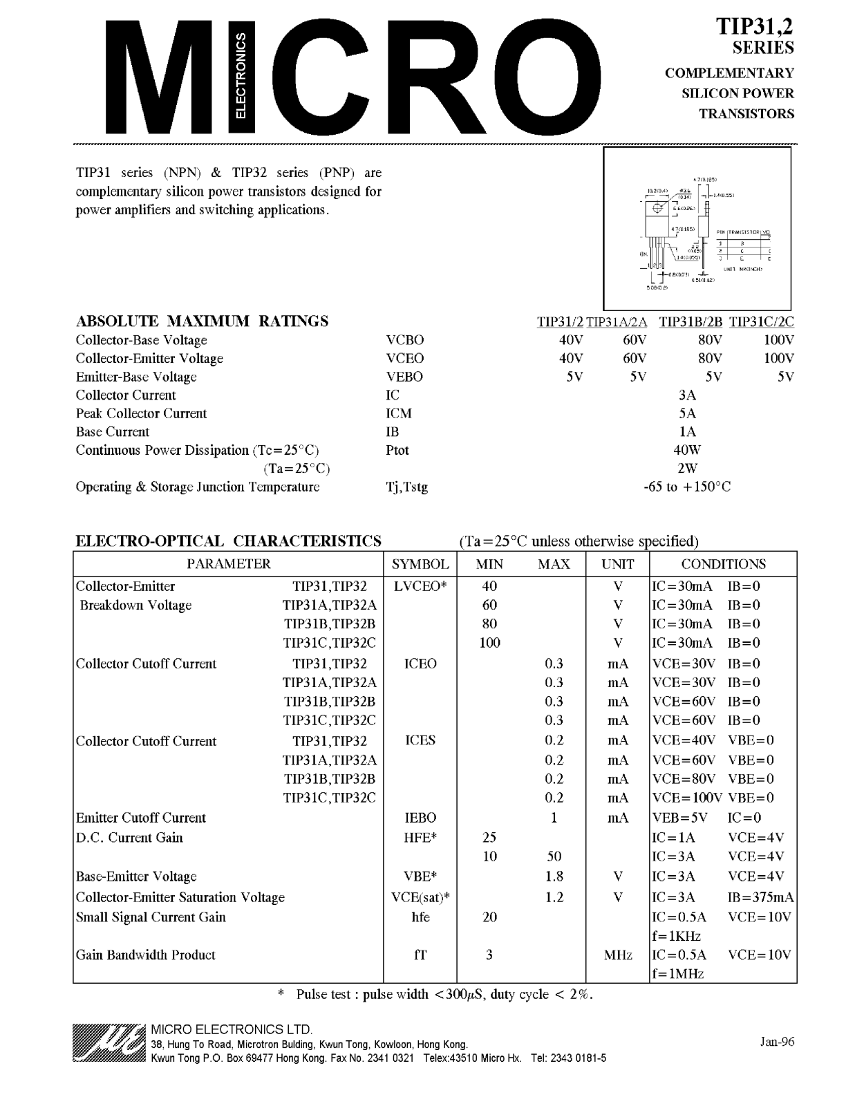 ME TIP32C, TIP32B, TIP32, TIP32A, TIP31A Datasheet