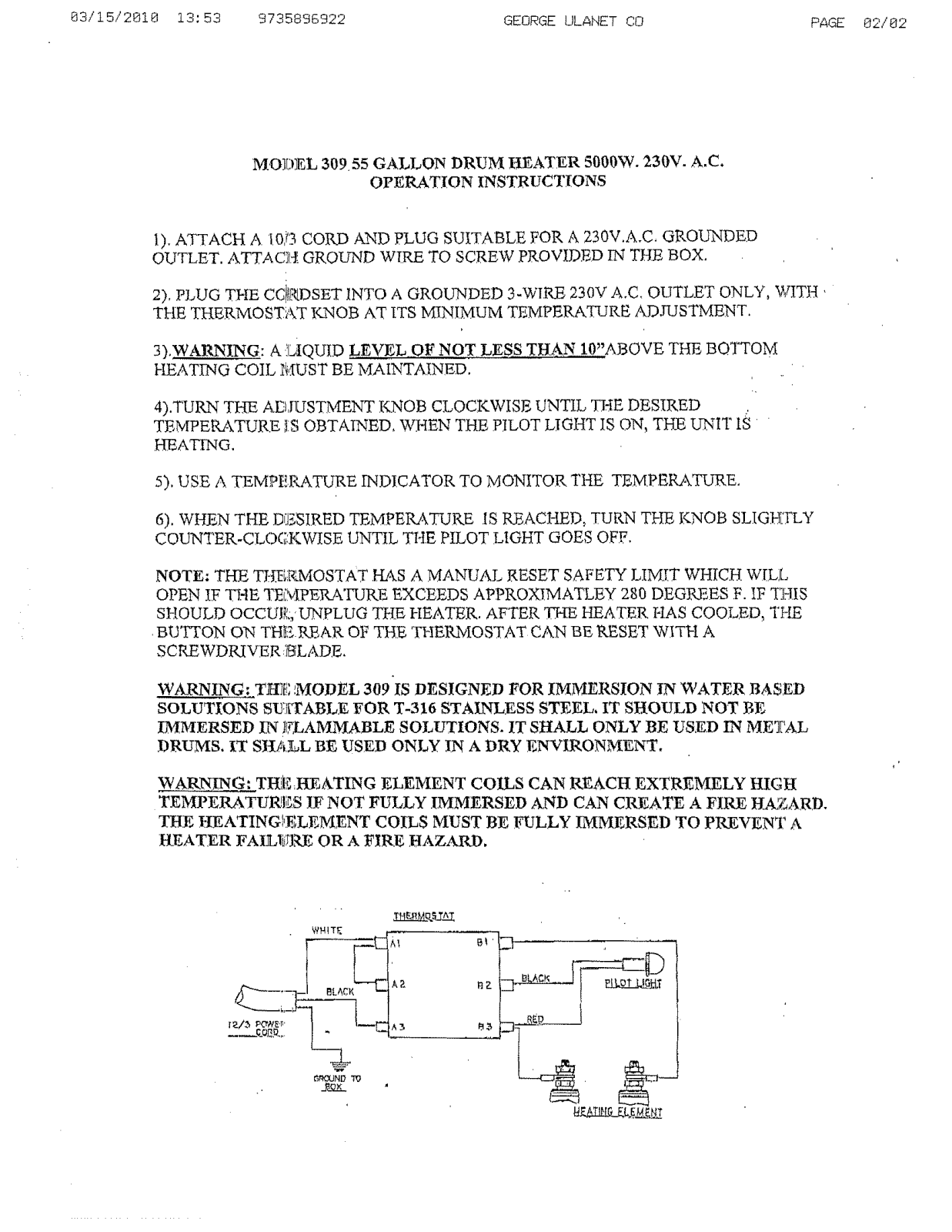 George Ulanet 309-55 Instruction Manual