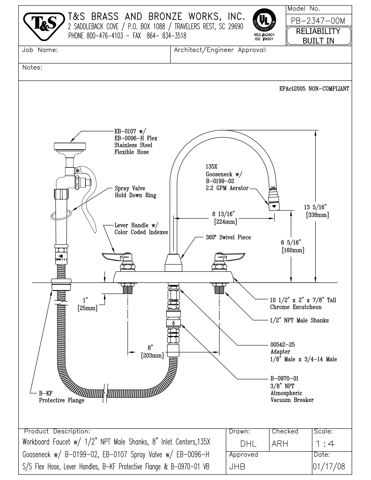 T & S Brass & Bronze Works PB-2347-00M General Manual