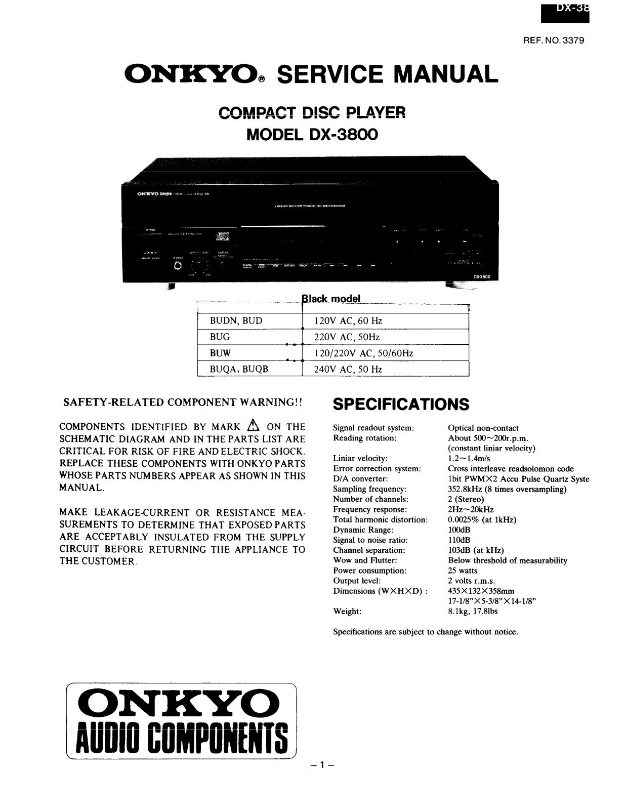 Onkyo DX-3800 Service manual