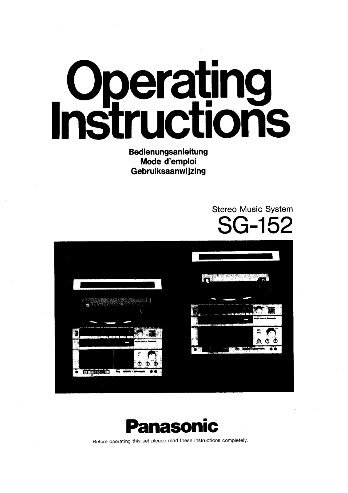 Panasonic SG-152 User Manual