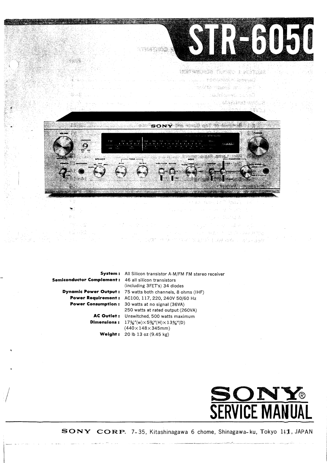 Sony STR-6050 Service Manual