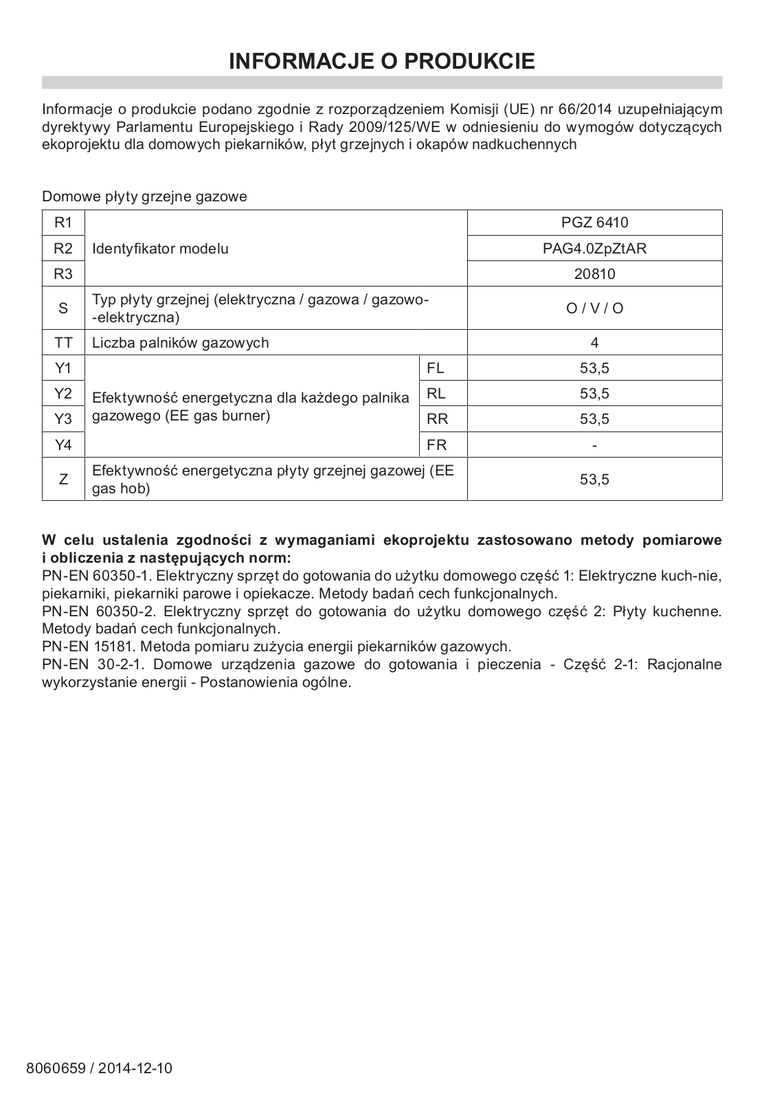 Amica PGZ 6410 User Manual