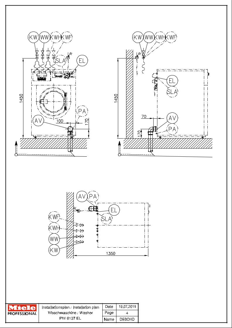 Miele PW 6137 EL installation plan