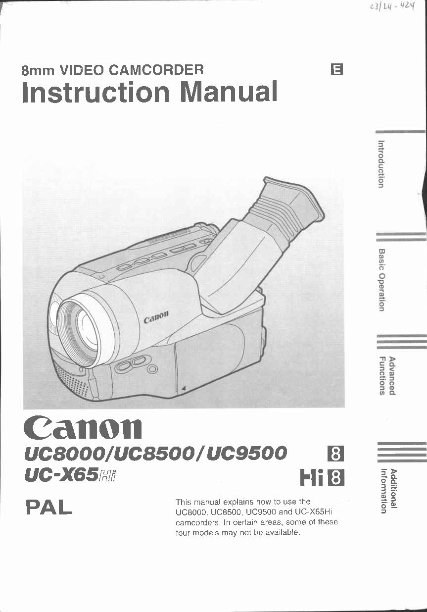 Canon UC9500, UC-X65, UC8500 User Manual