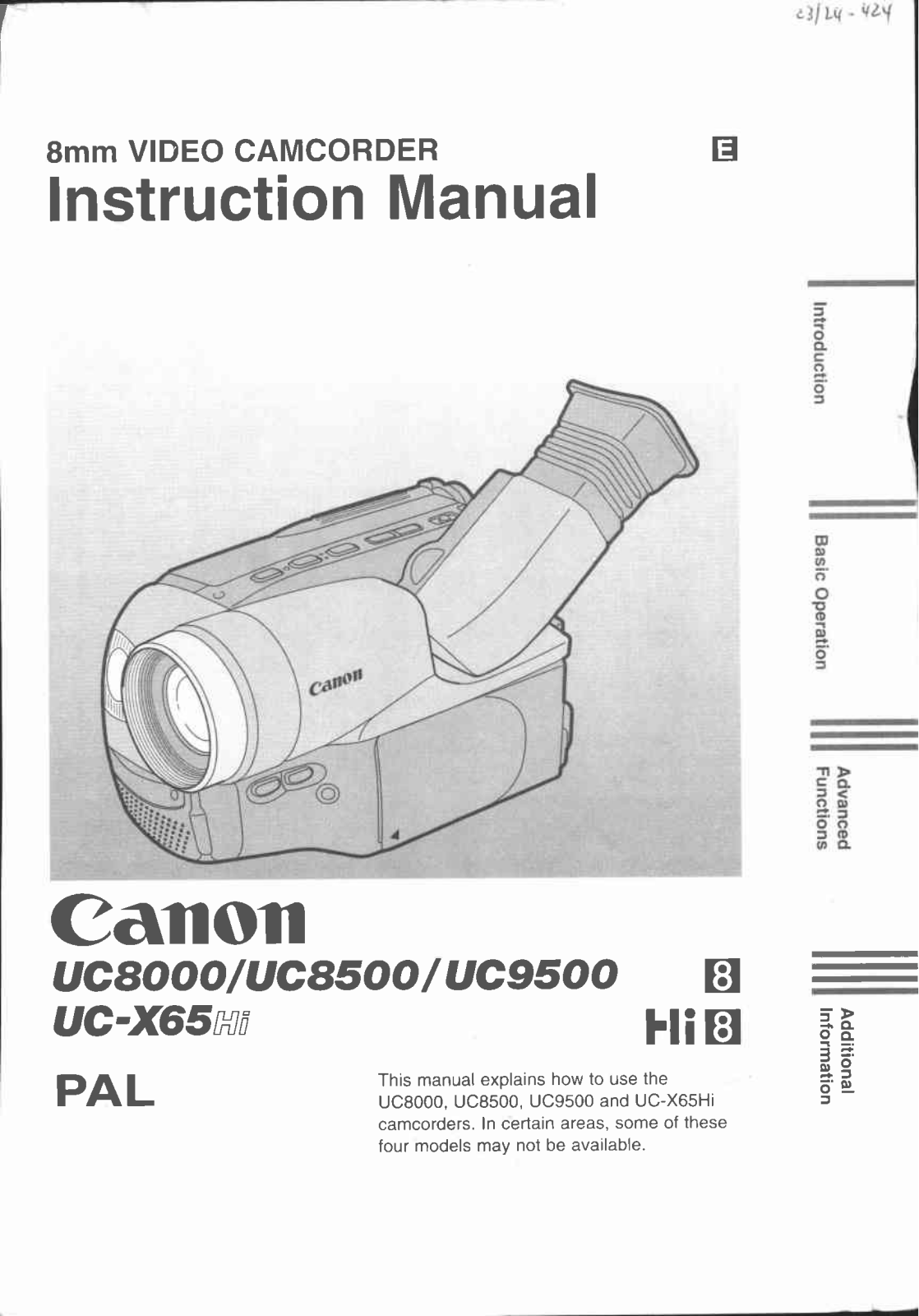 Canon UC9500, UC-X65, UC8500 User Manual