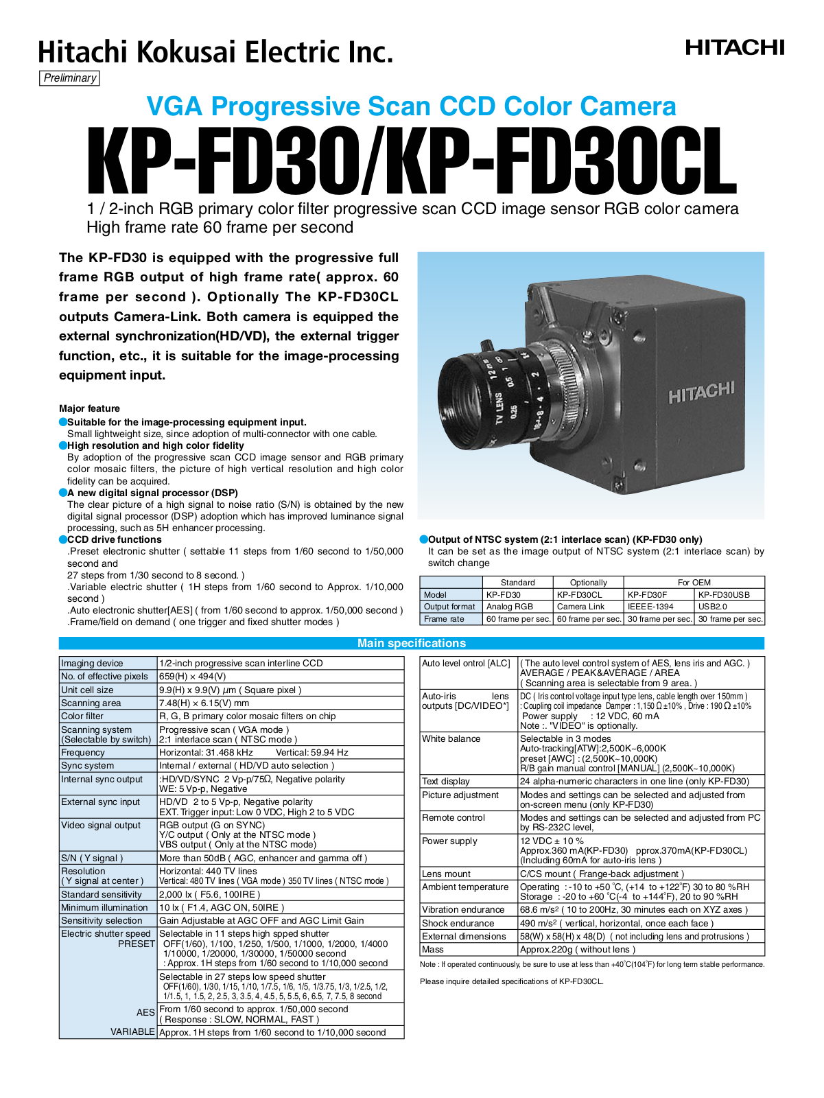 Hitachi KP-FD30, KP-FD30CL User Manual