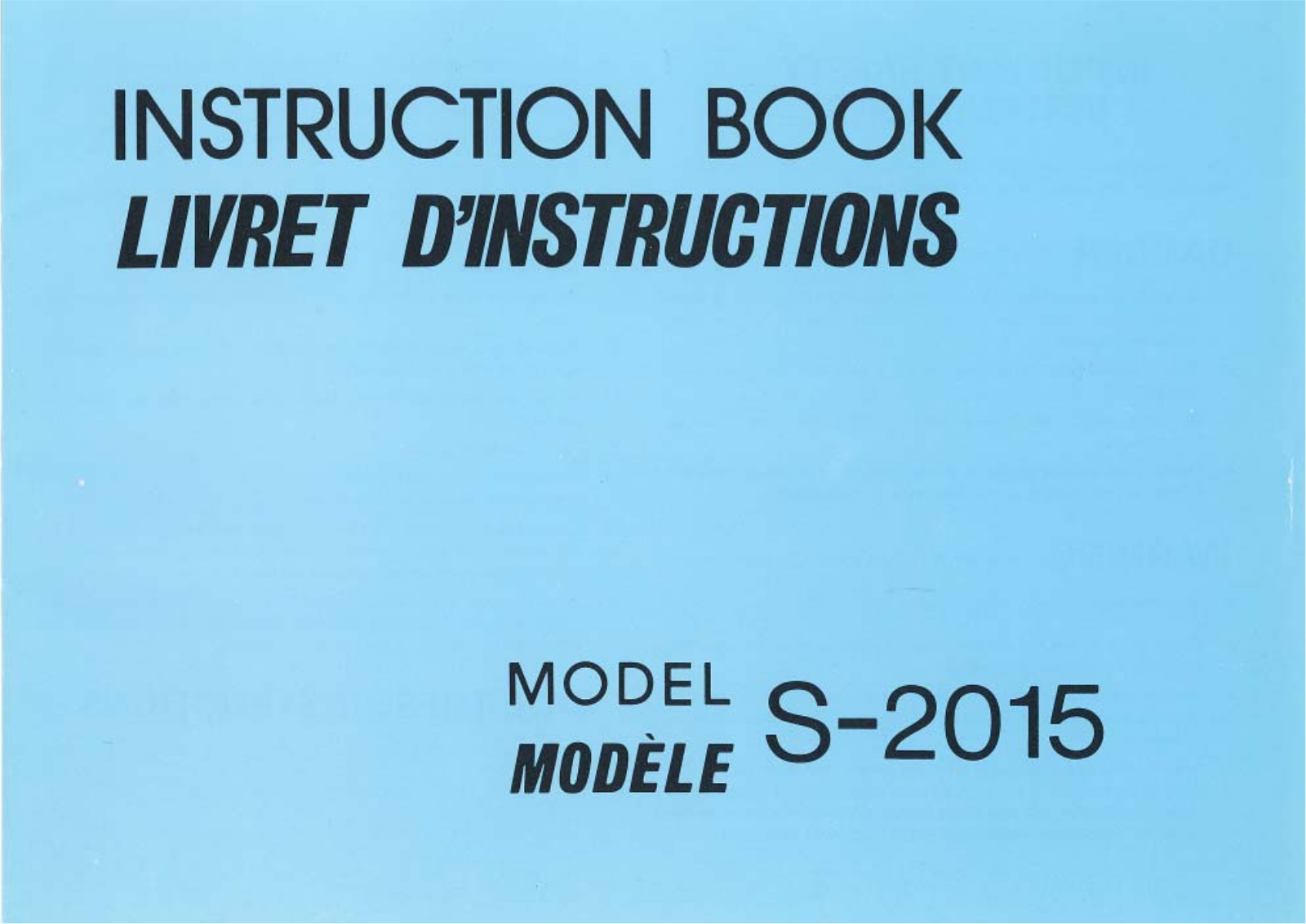 Janome S-2015 Instruction Manual