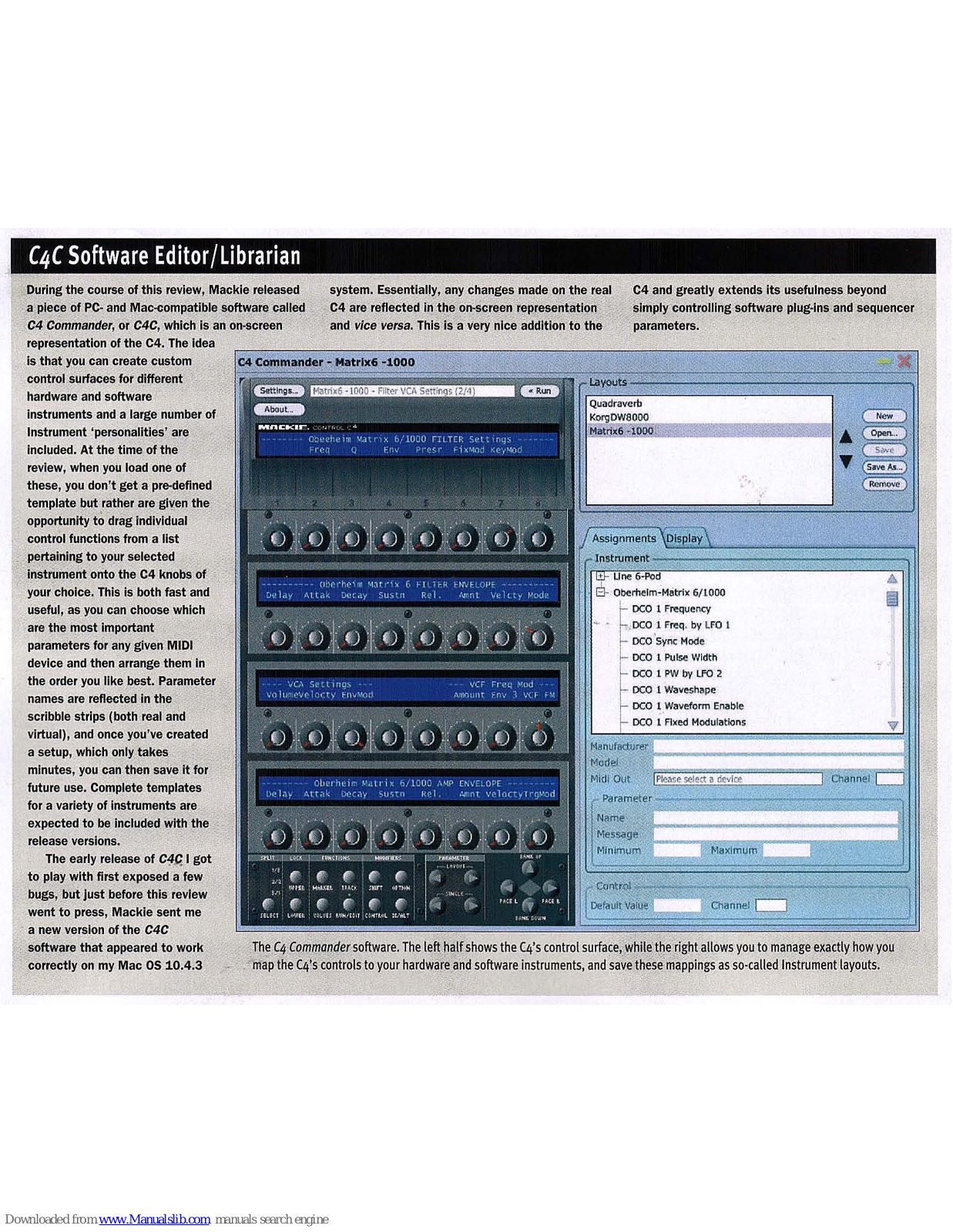 Mackie C4 Commander Software Manual