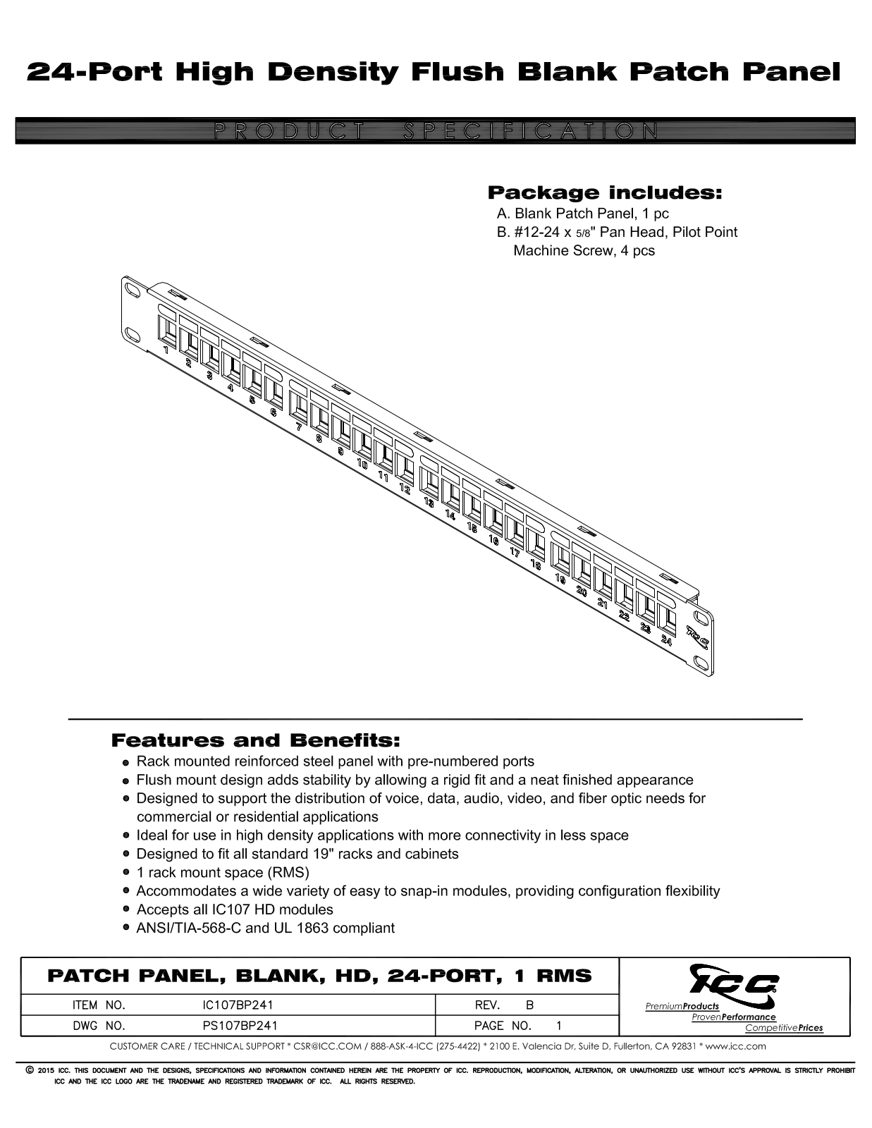 ICC IC107BP241 Specsheet