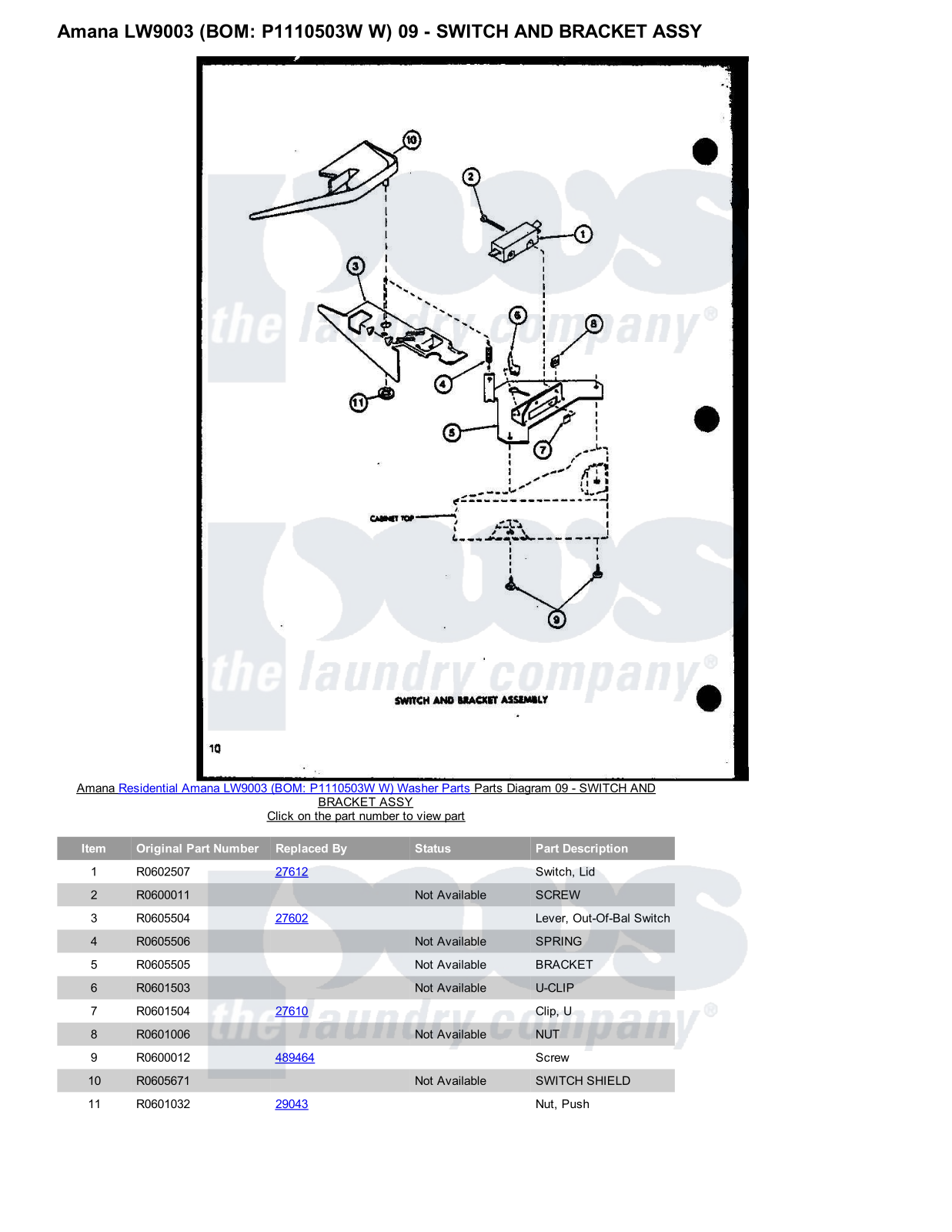 Amana LW9003 Parts Diagram