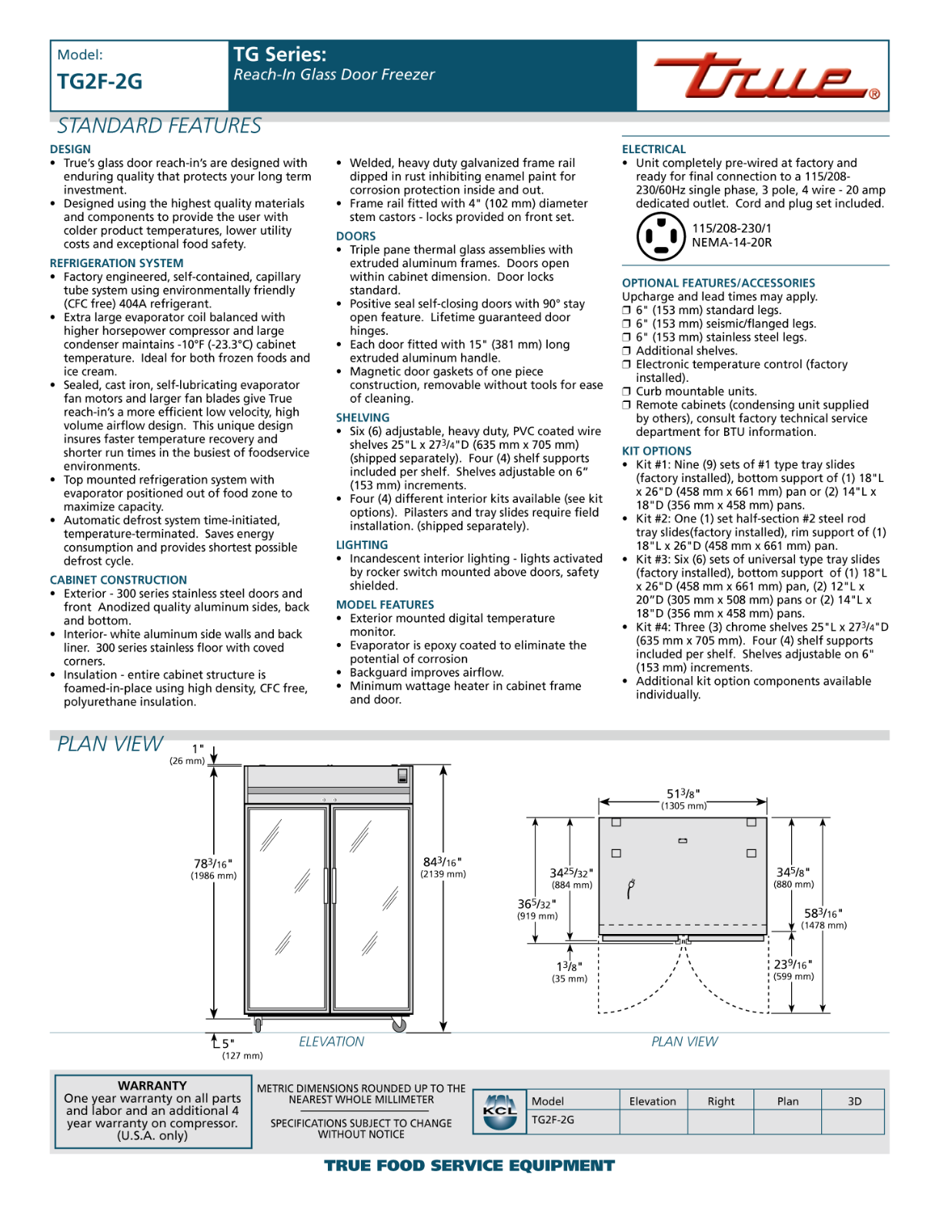 True TG2F-2G User Manual