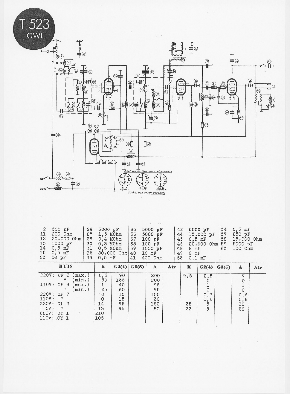 Telefunken 523-GWL Schematic