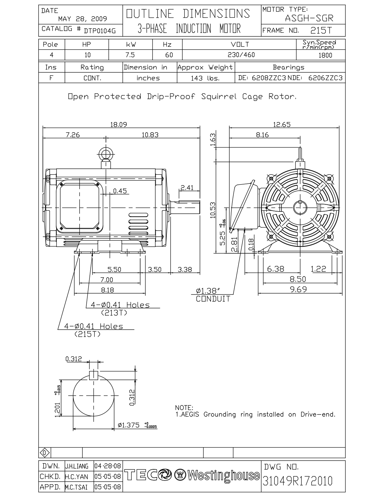 Teco DTP0104G Reference Drawing