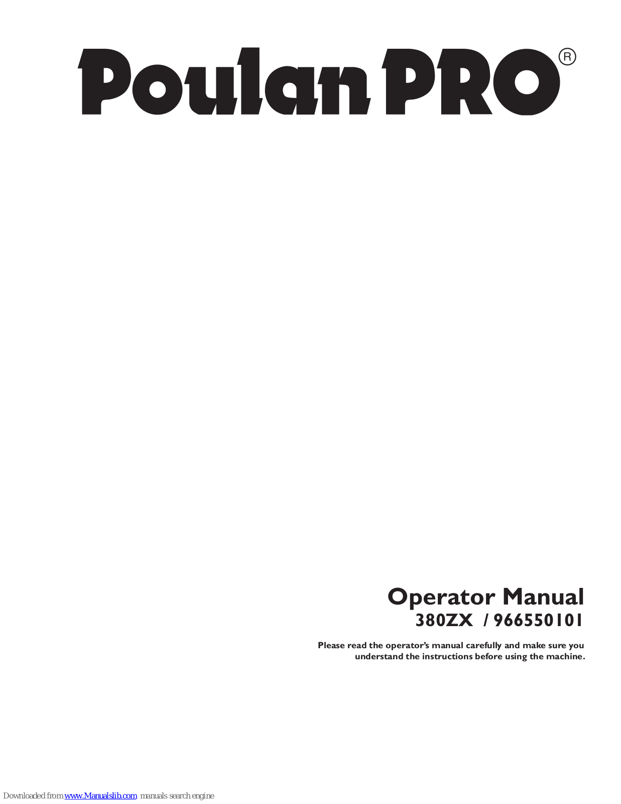 Poulan Pro 966550101 Operator's Manual