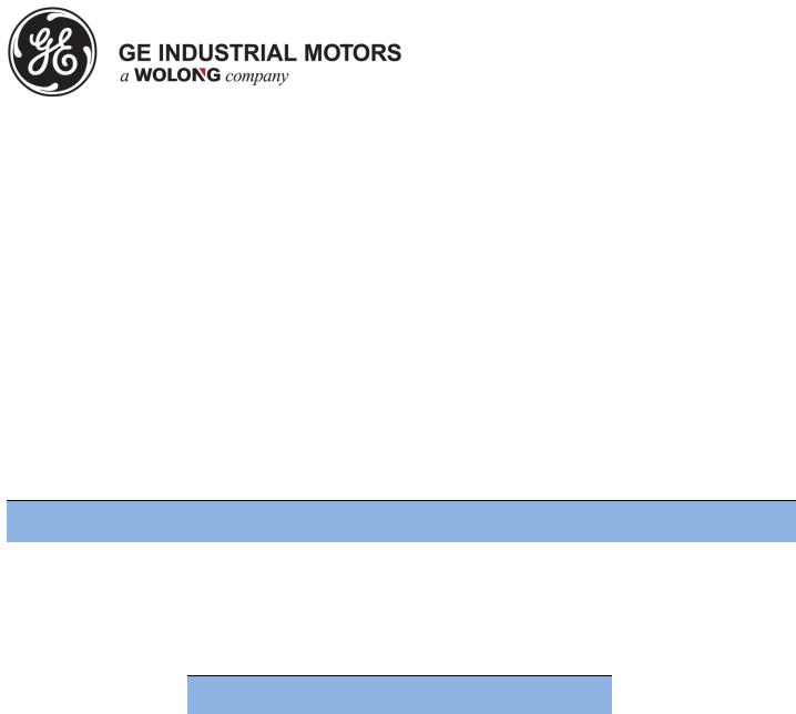GE Industrial Motors V955 Product Information Packet