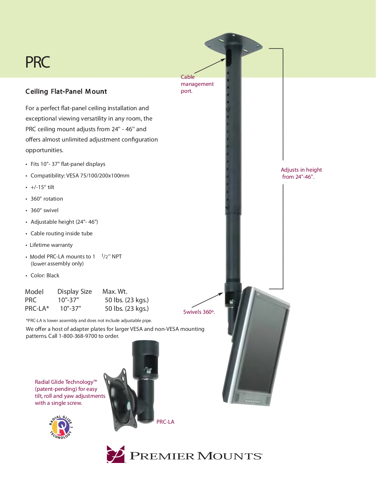 Premier Mounts PRC-LA User Manual - ManualMachine.com