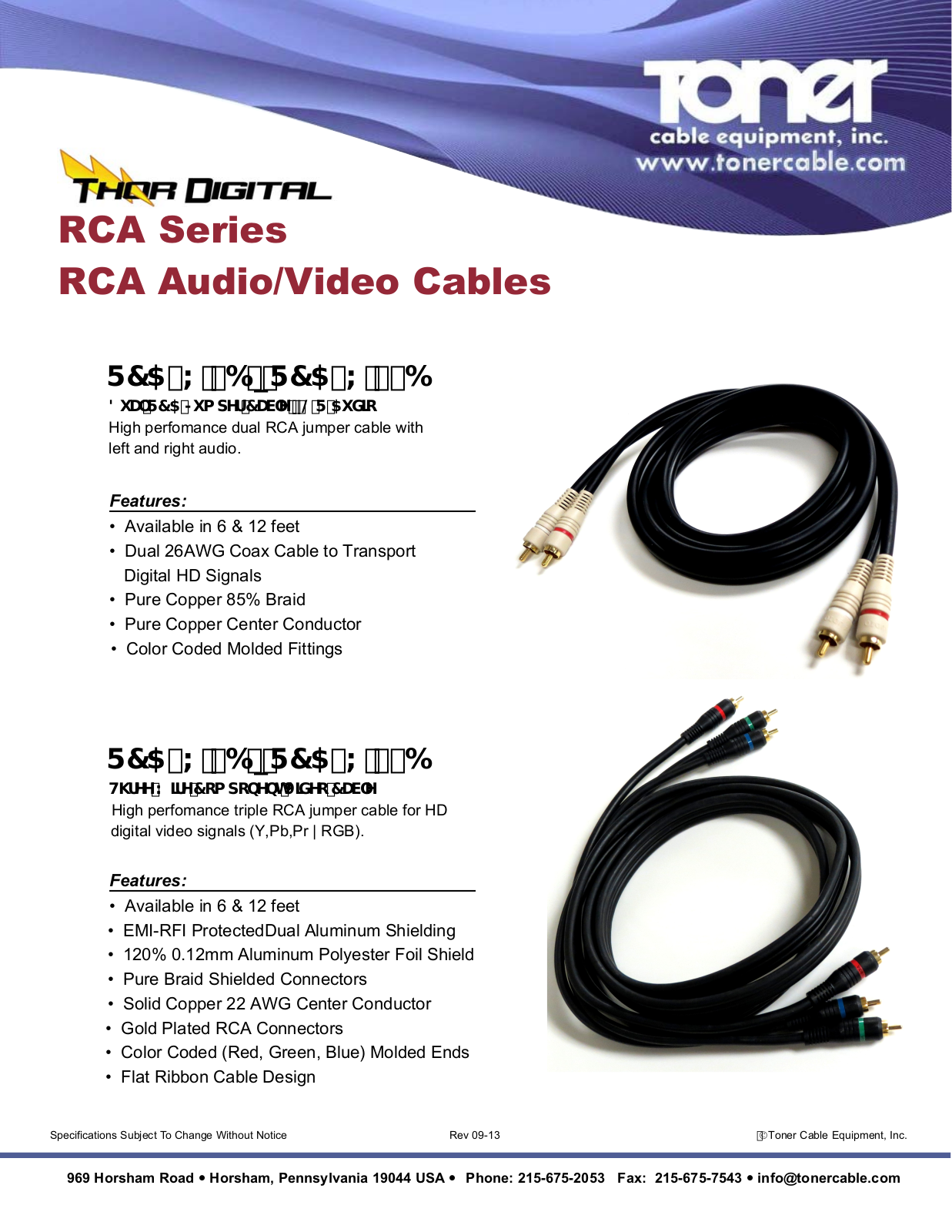 Toner Cable RCA2X-6B User Manual