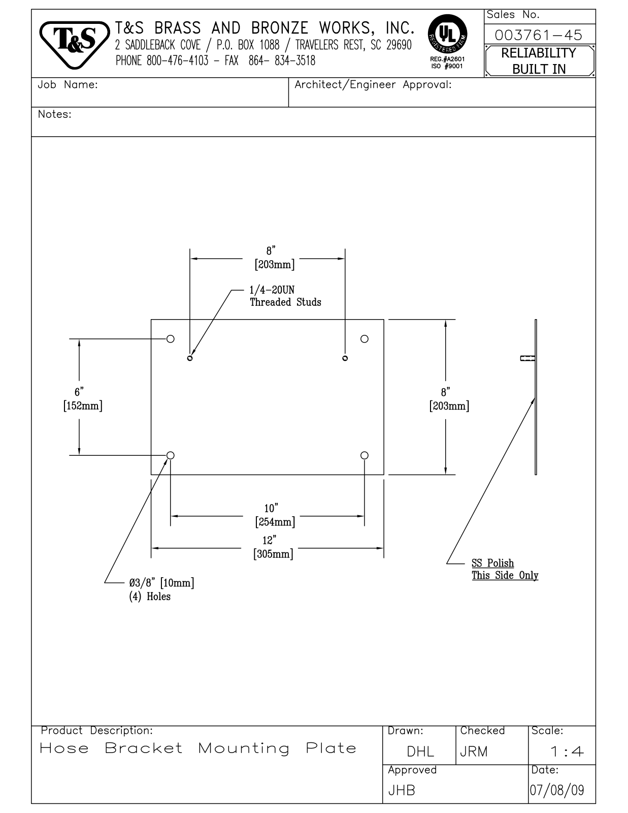 T&S Brass 003761-45 User Manual