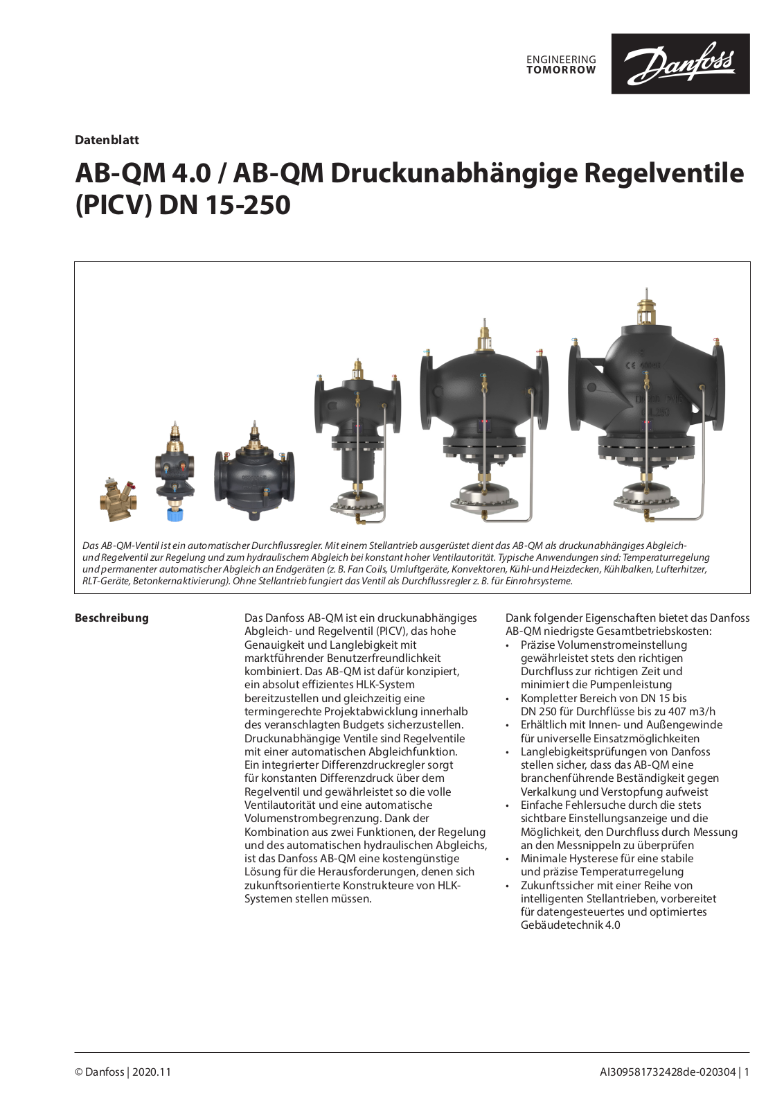 Danfoss AB-QM 4.0, AB-QM Data sheet