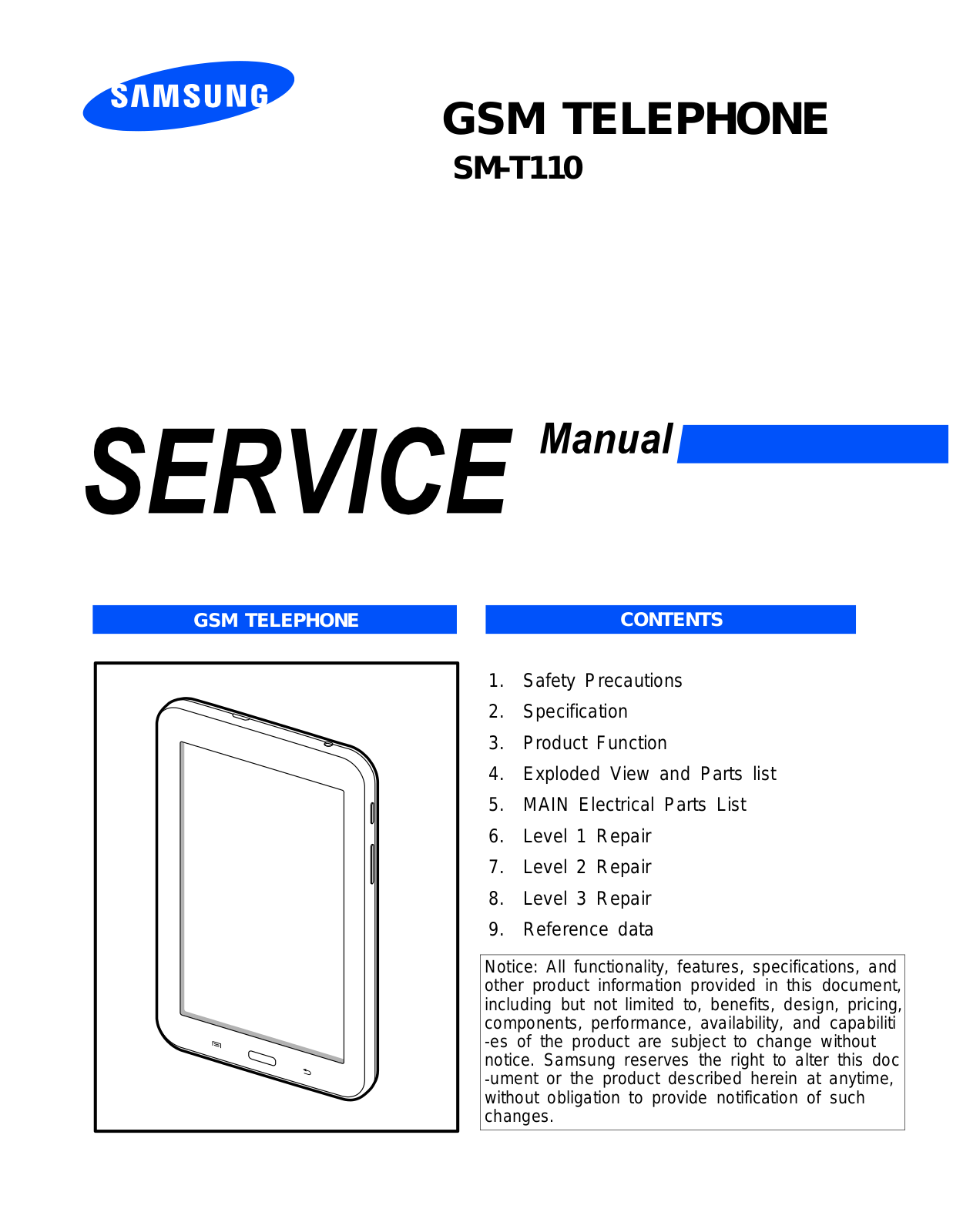 Samsung SM-T110 service manual Cover