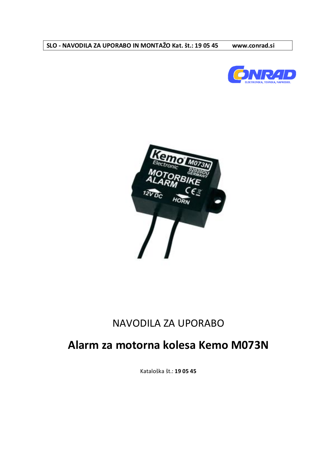 Kemo M073N User guide