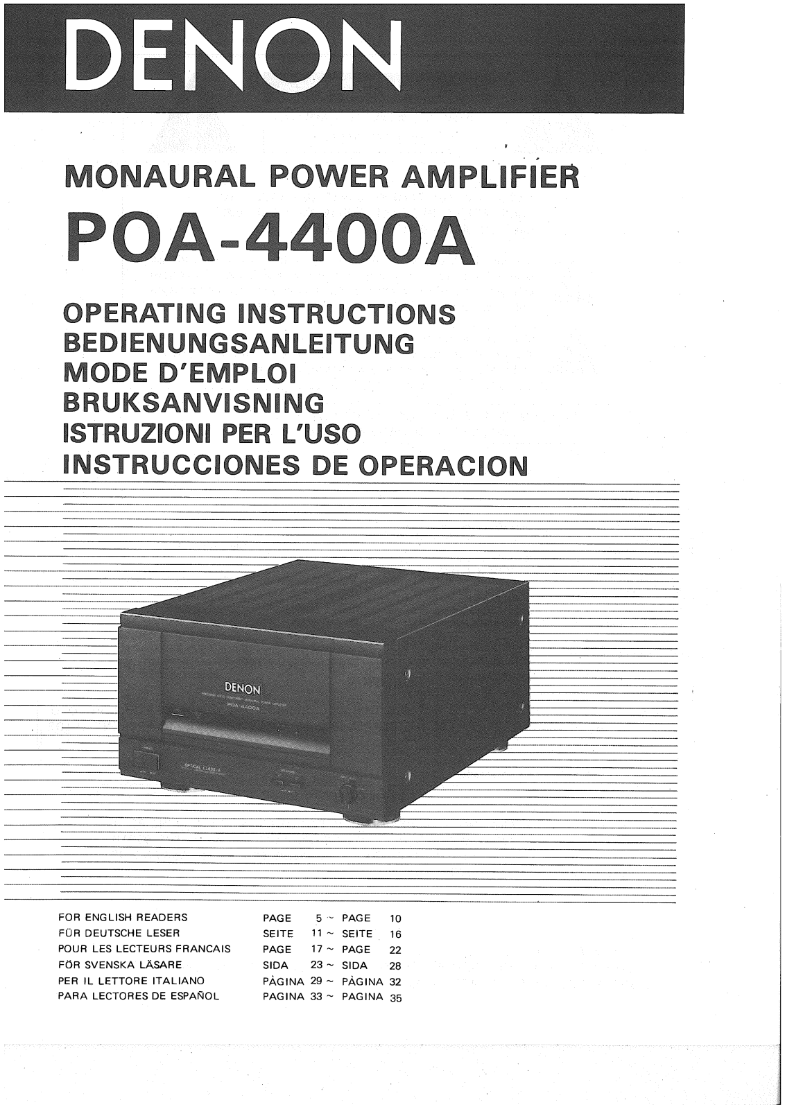Denon POA-4400A Owner's Manual