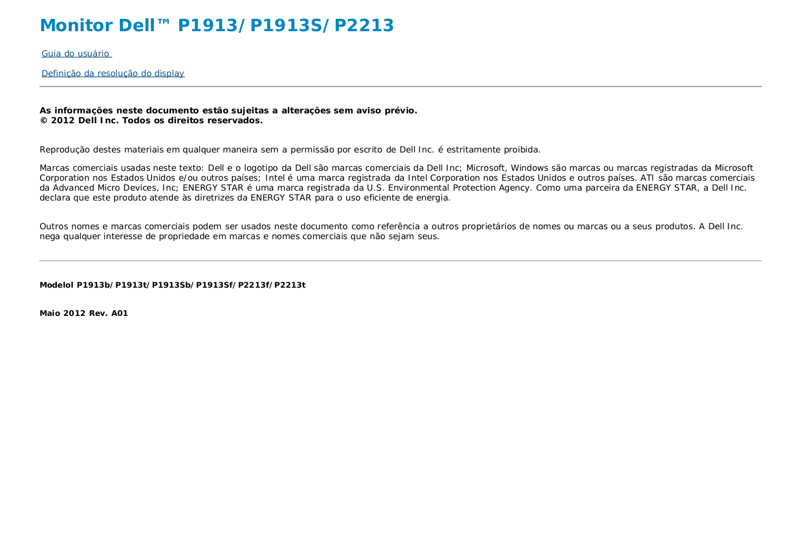 Dell P2213 User Manual