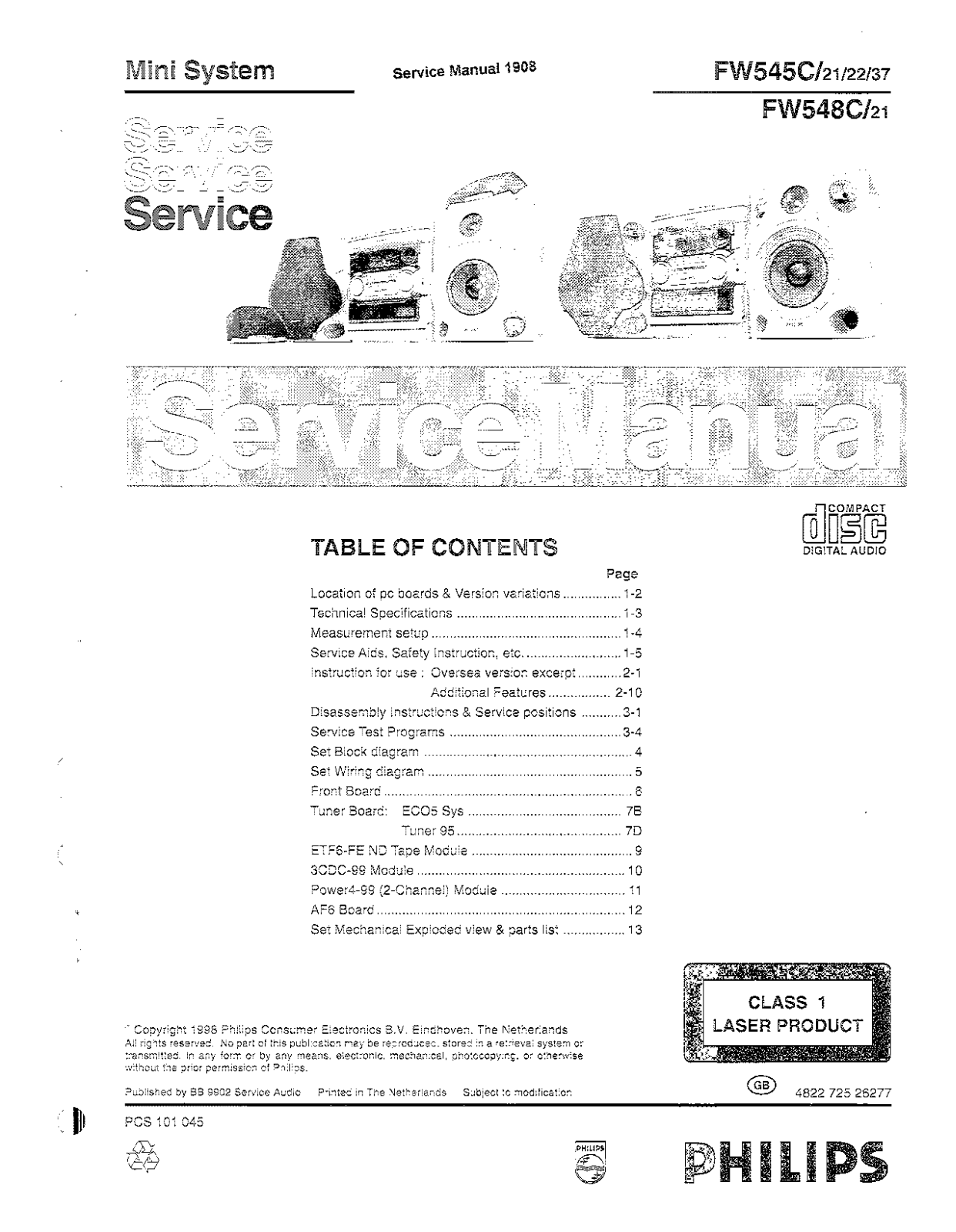 Philips FW-545-C Service Manual