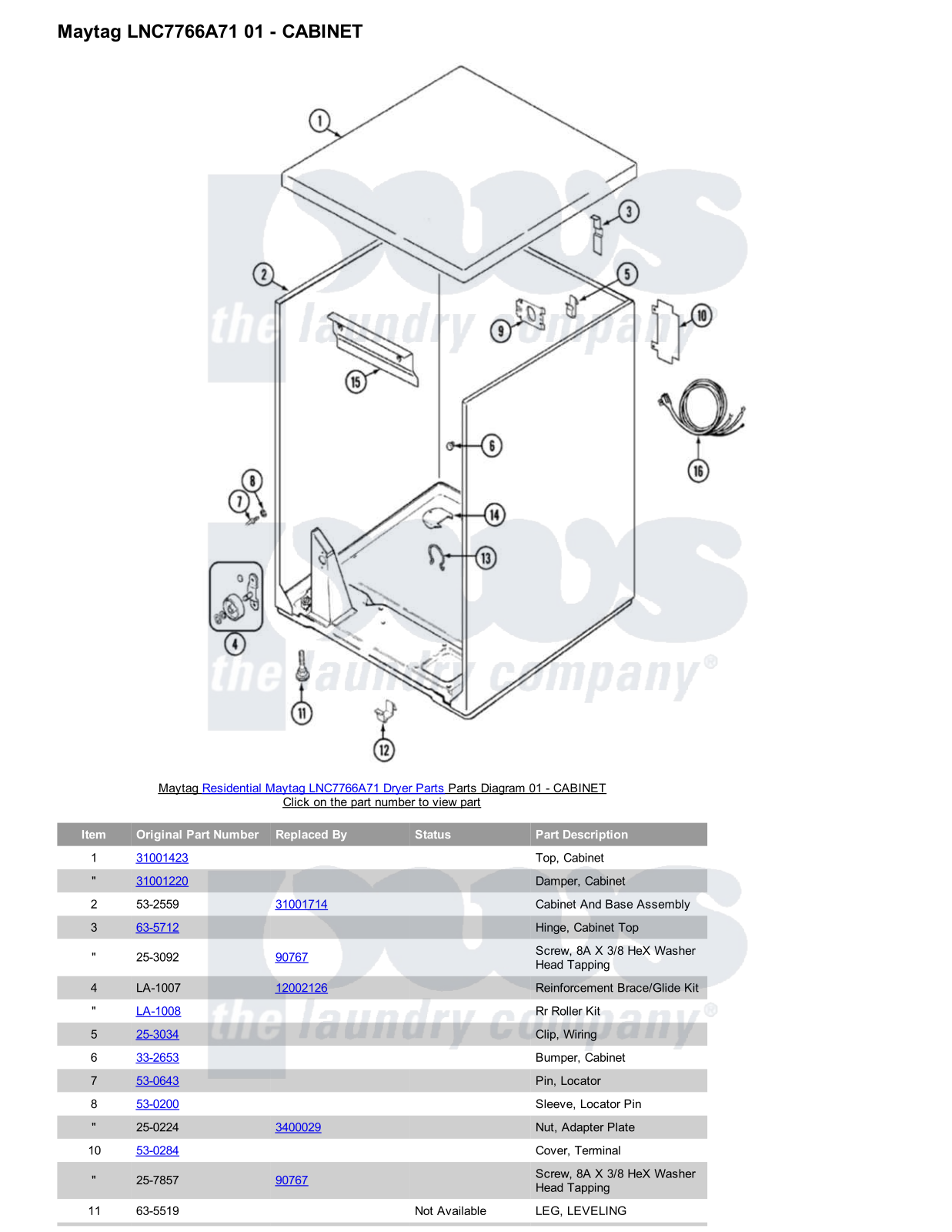 Maytag LNC7766A71 Parts Diagram