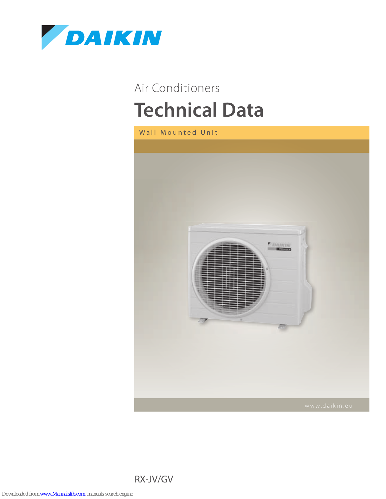 Daikin RX-JV, RX-GV Technical Data Manual