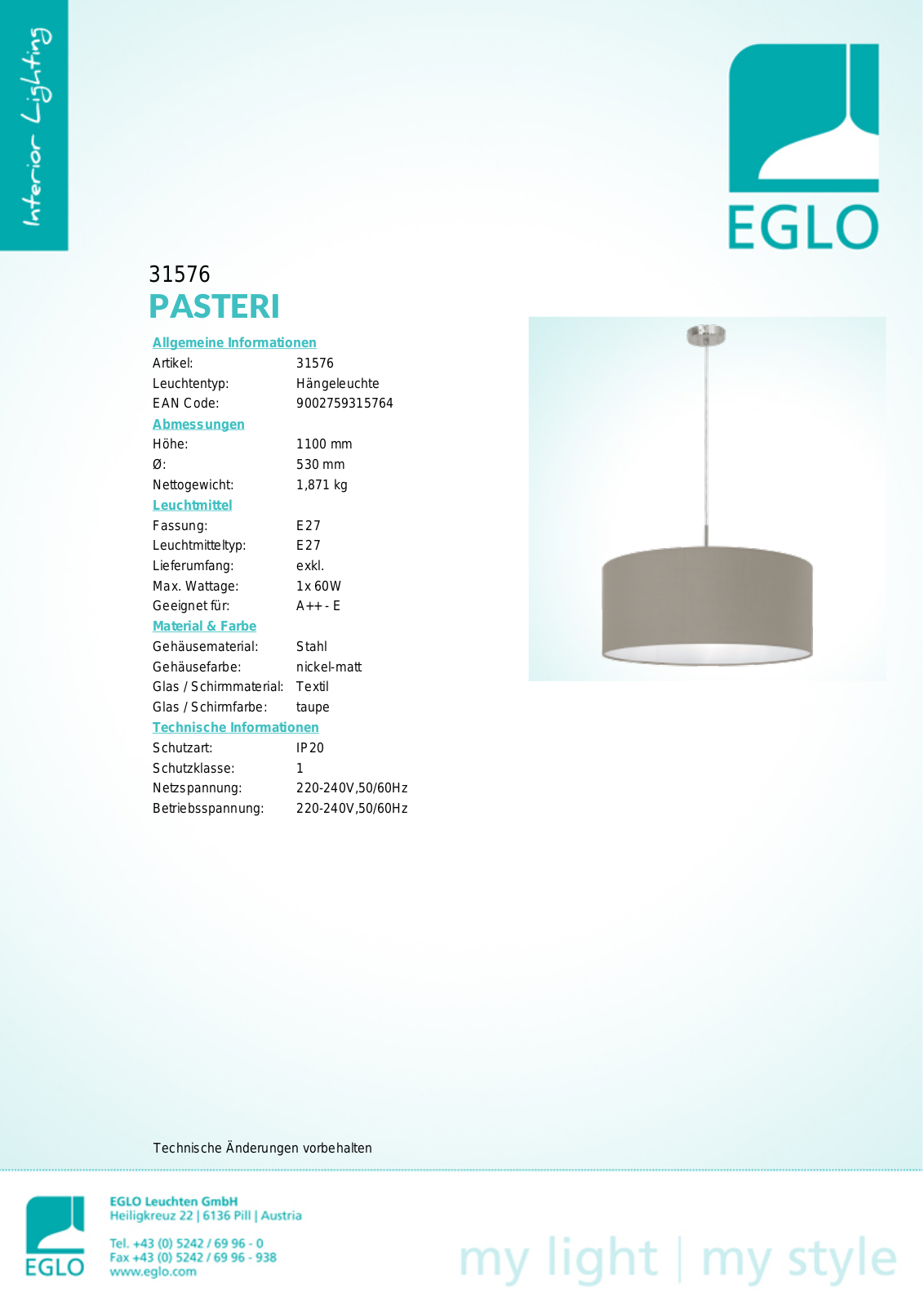 Eglo 31577 Service Manual