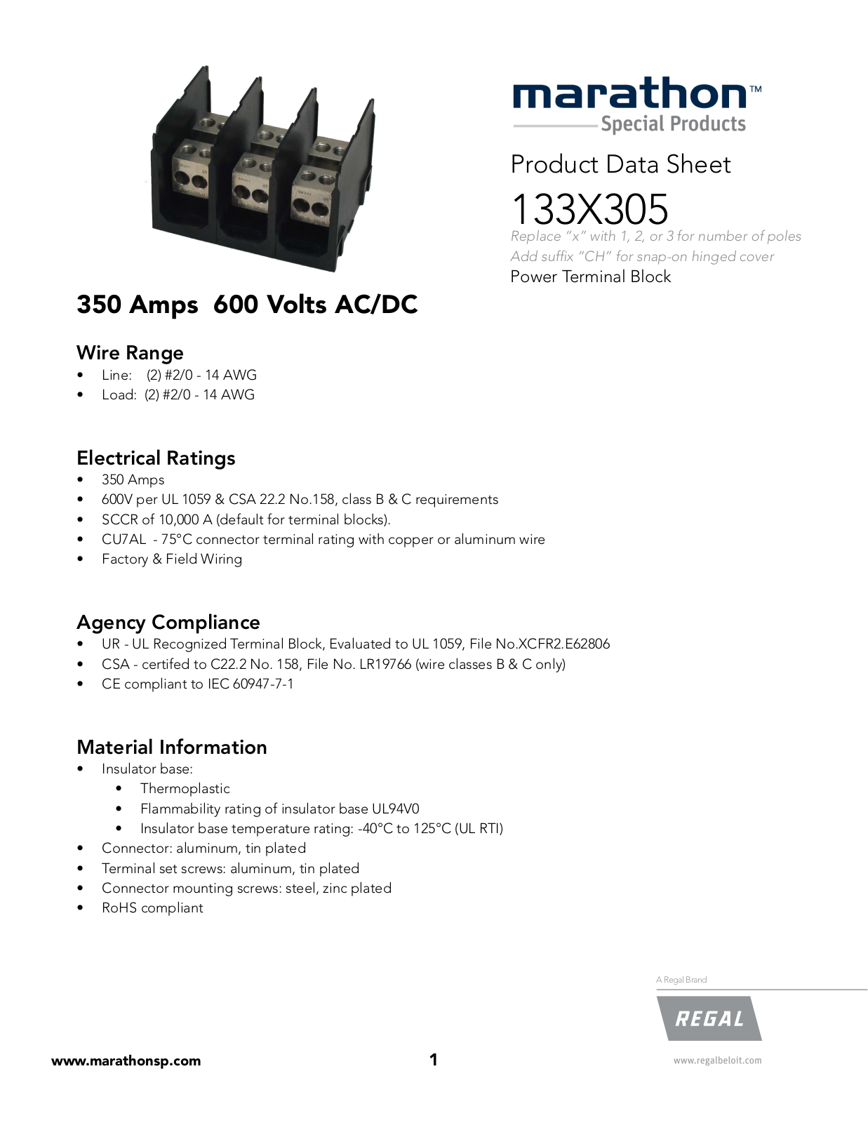 Marathon Special Products 133X305 Data Sheet