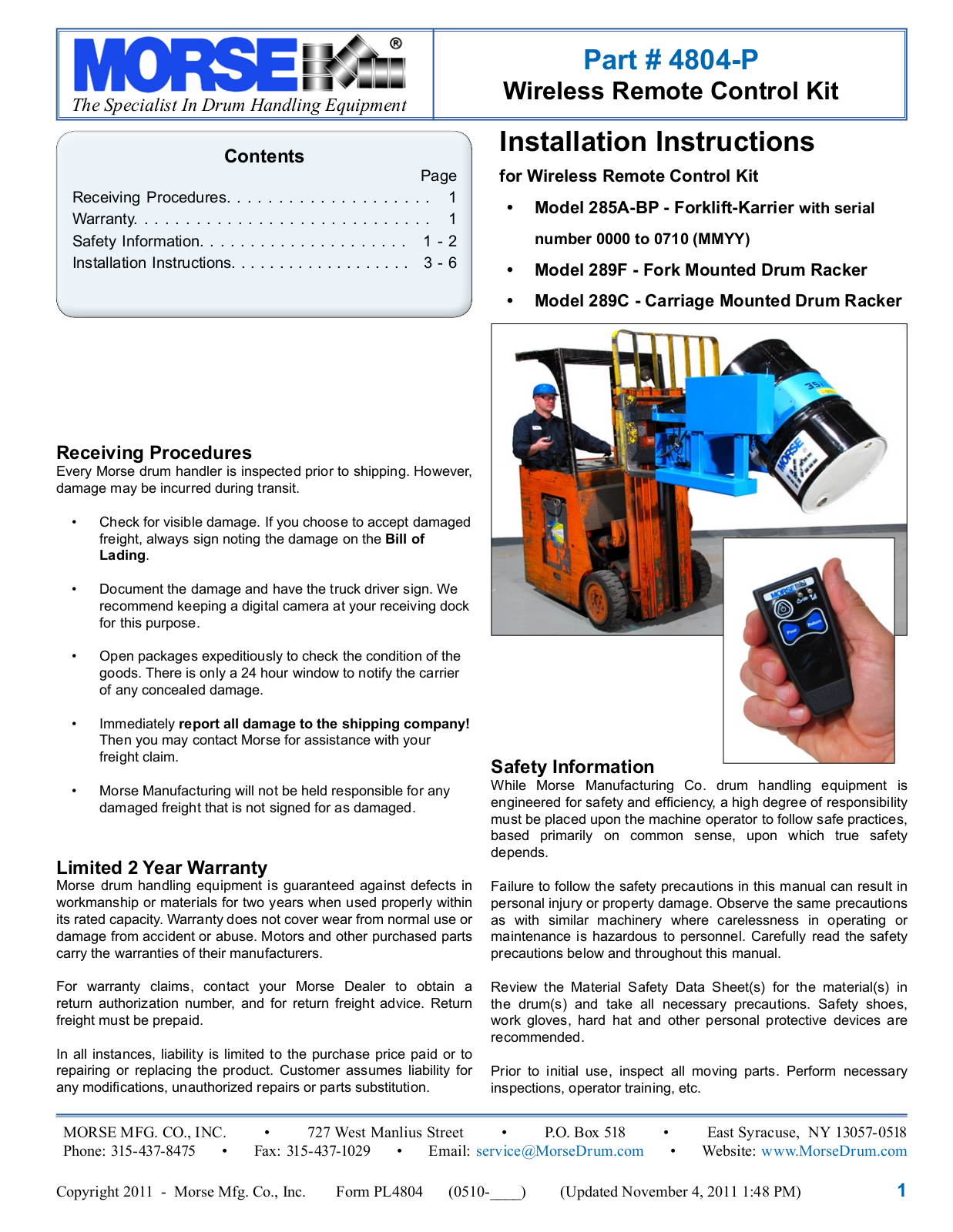 Morse 4804-P User Manual