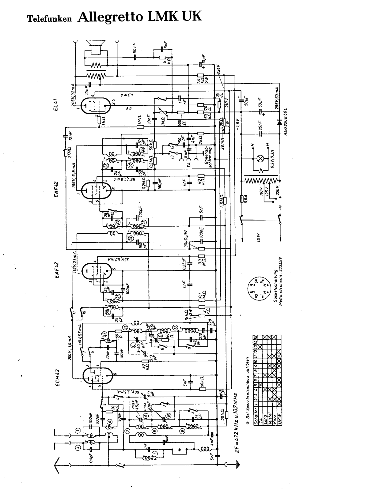 Telefunken Allegretto-LMK-UK Schematic