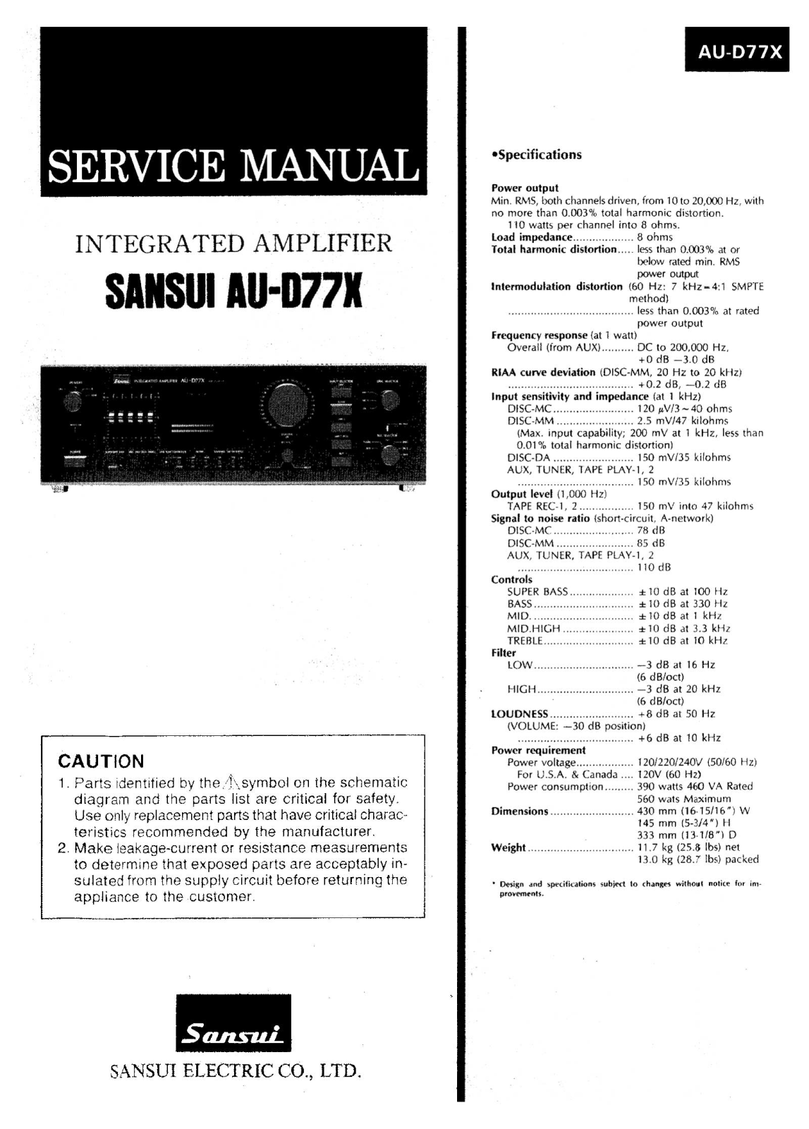 Sansui AU-D77-X Service Manual