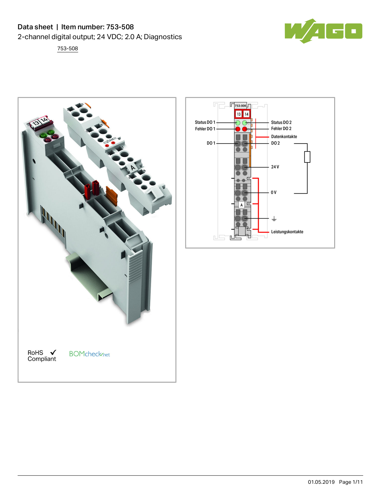 Wago 753-508 Data Sheet