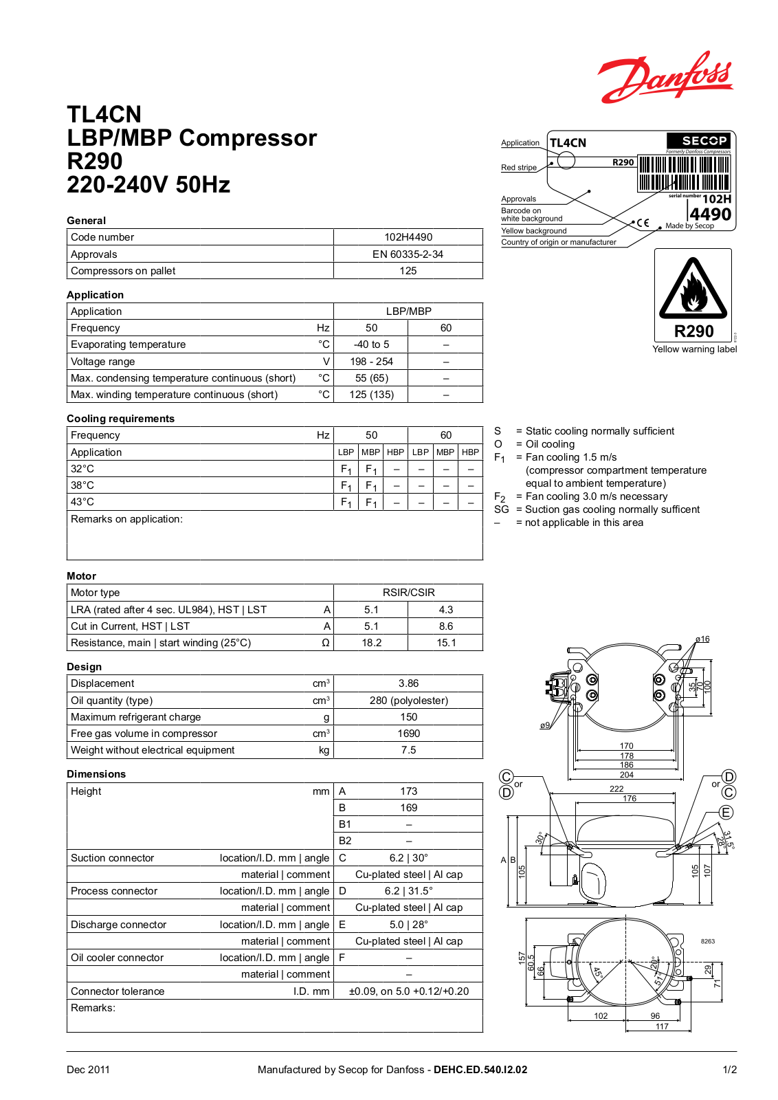 Danfoss TL4CN LBP, TL4CN MBP Data sheet